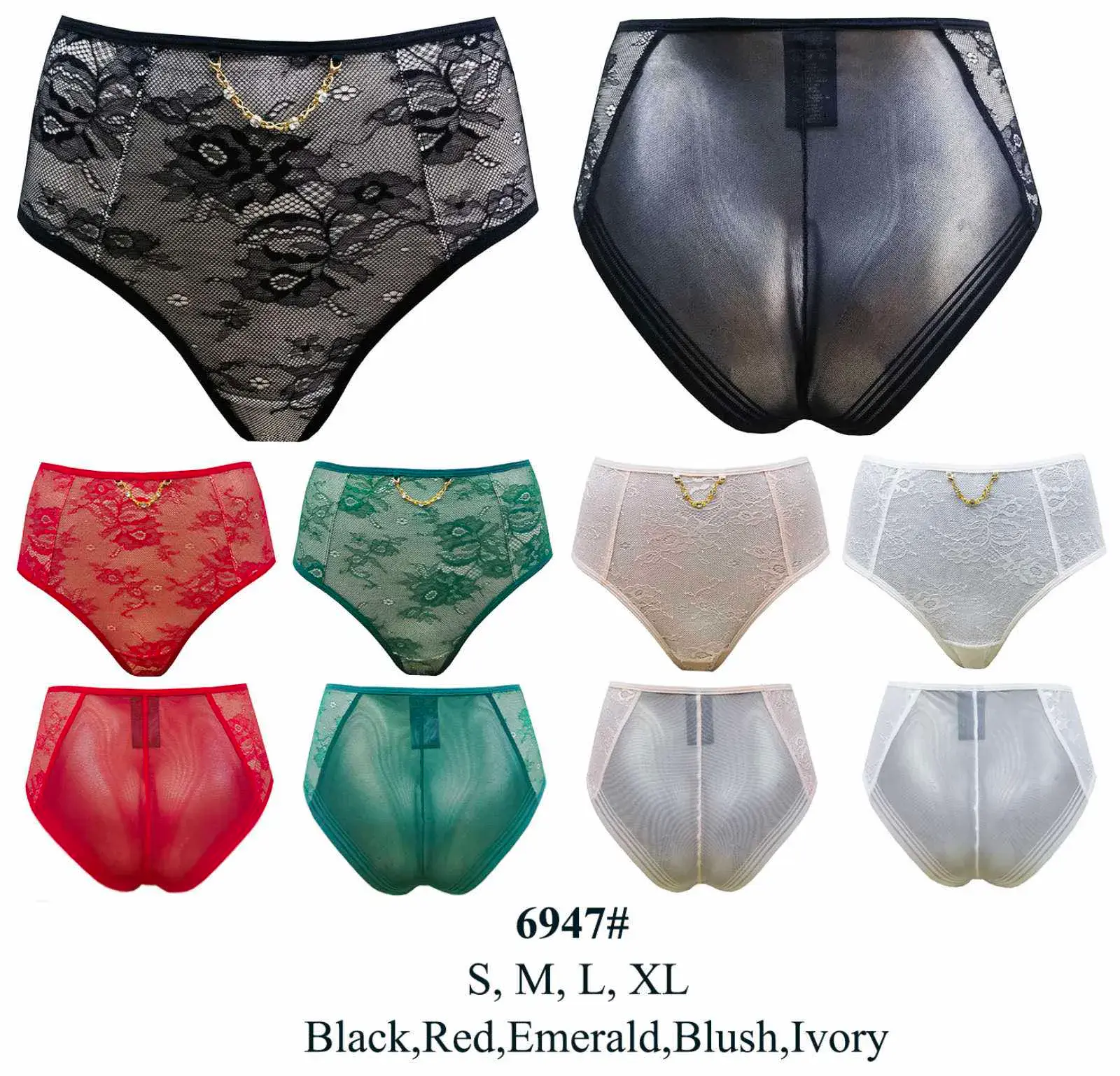 Majtki damskie koronkowe XL S M L Black Red Emerald Blush Ivory 6947