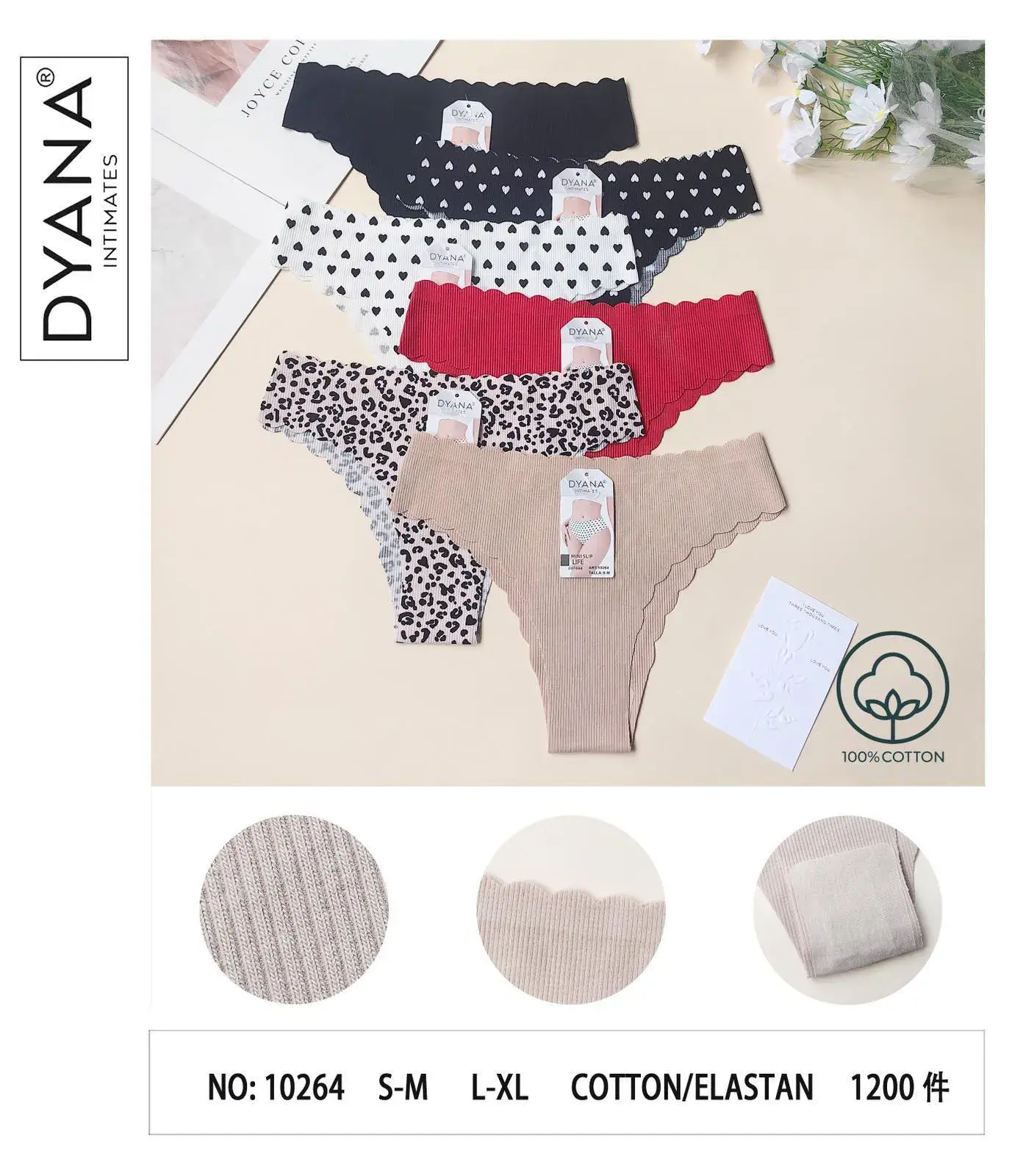 Majtki damskie DYNY NO-10264 S-M-L bawełna/elastan