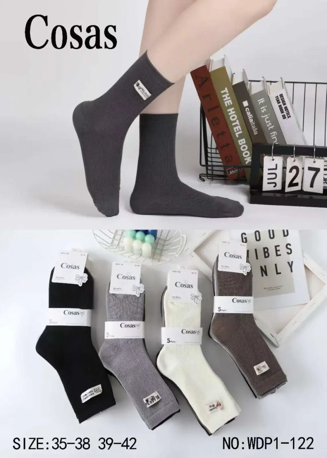 Skarpetki damskie Cosas szare mid-calf rozmiar 35-38/39-42