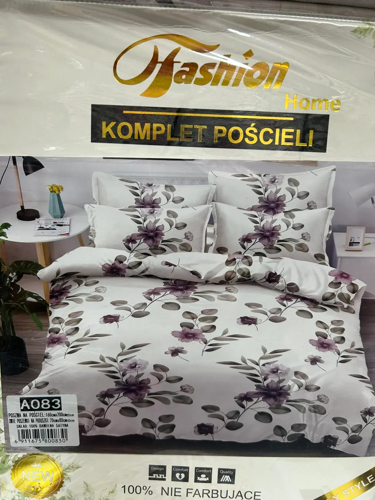 Komplet Pościeli Fashion Home Satyna Bawełna 160x200cm 3cz A03