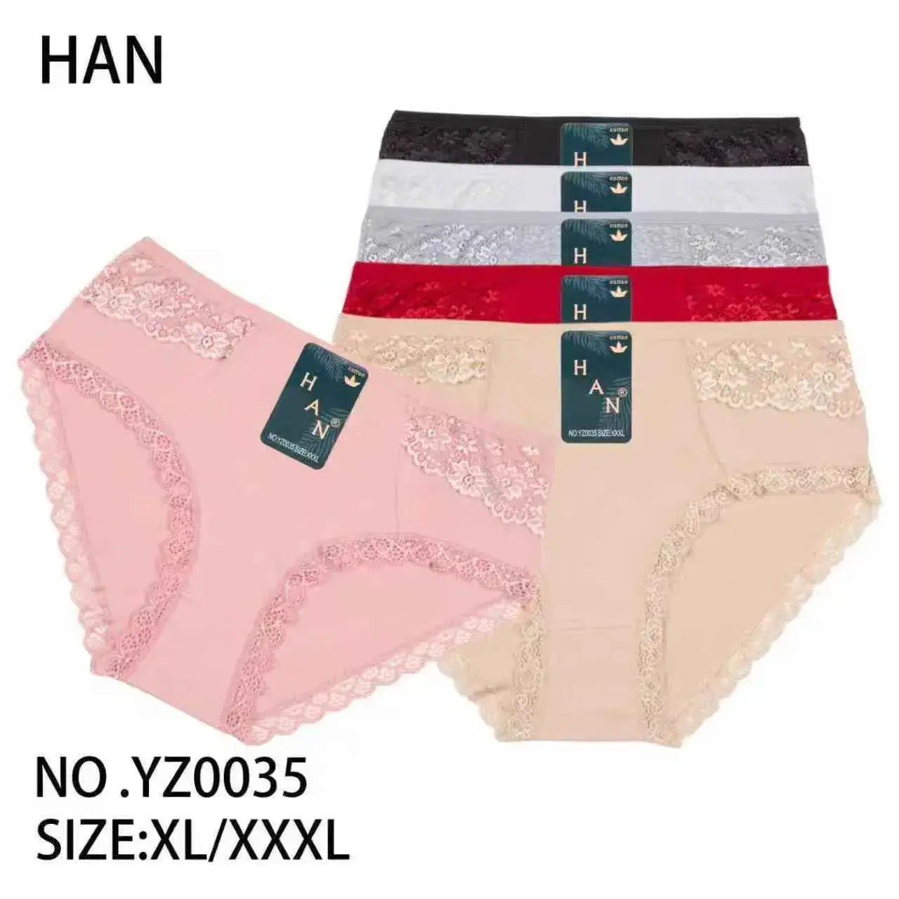Majtki damskie HANAN XL/XXL/3XL, zestaw 5 szt, NO.YZ0035