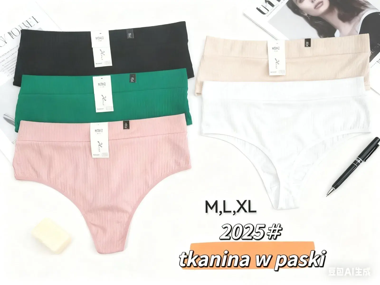 Majtki damskie M,L,XL tkanina w paski 2025#