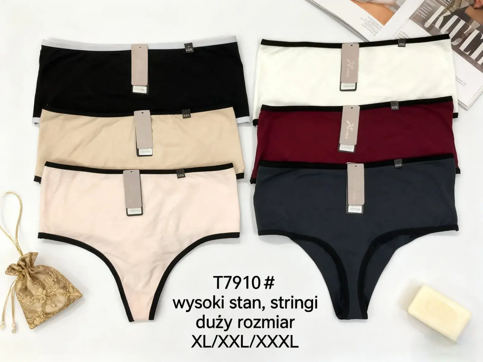 Stringi damskie T7910 XL-XXL-XXXL, 12 szt