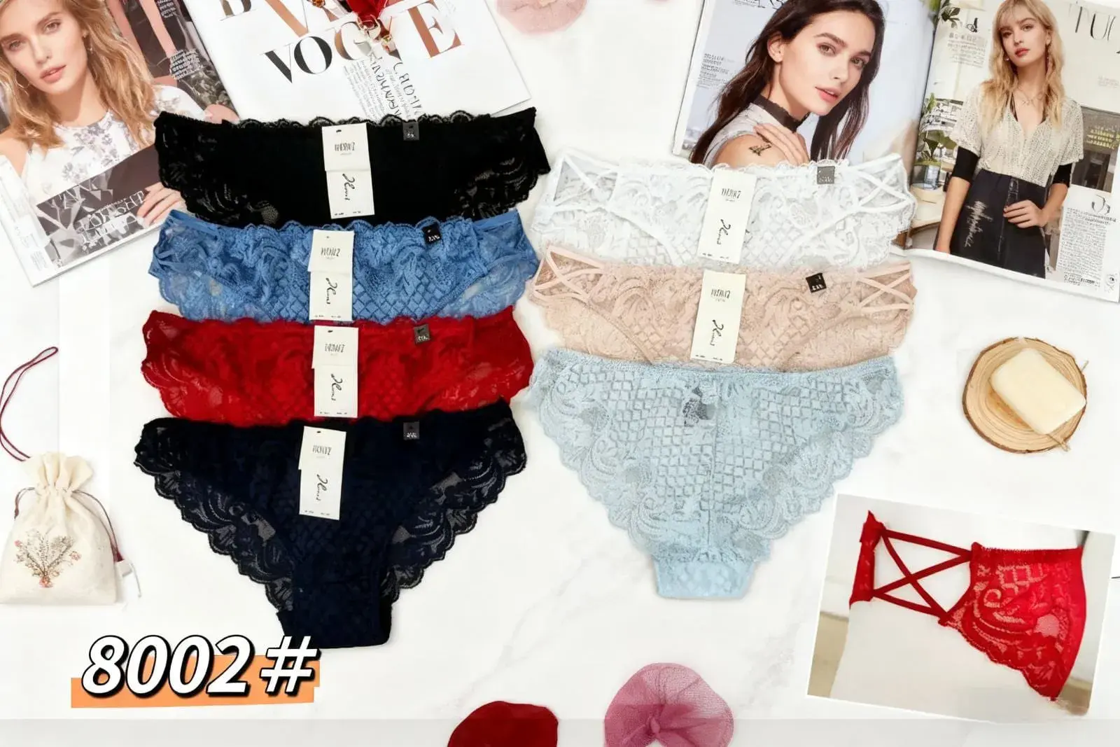 Majtki damskie koronkowe 6 szt. mix kolorów