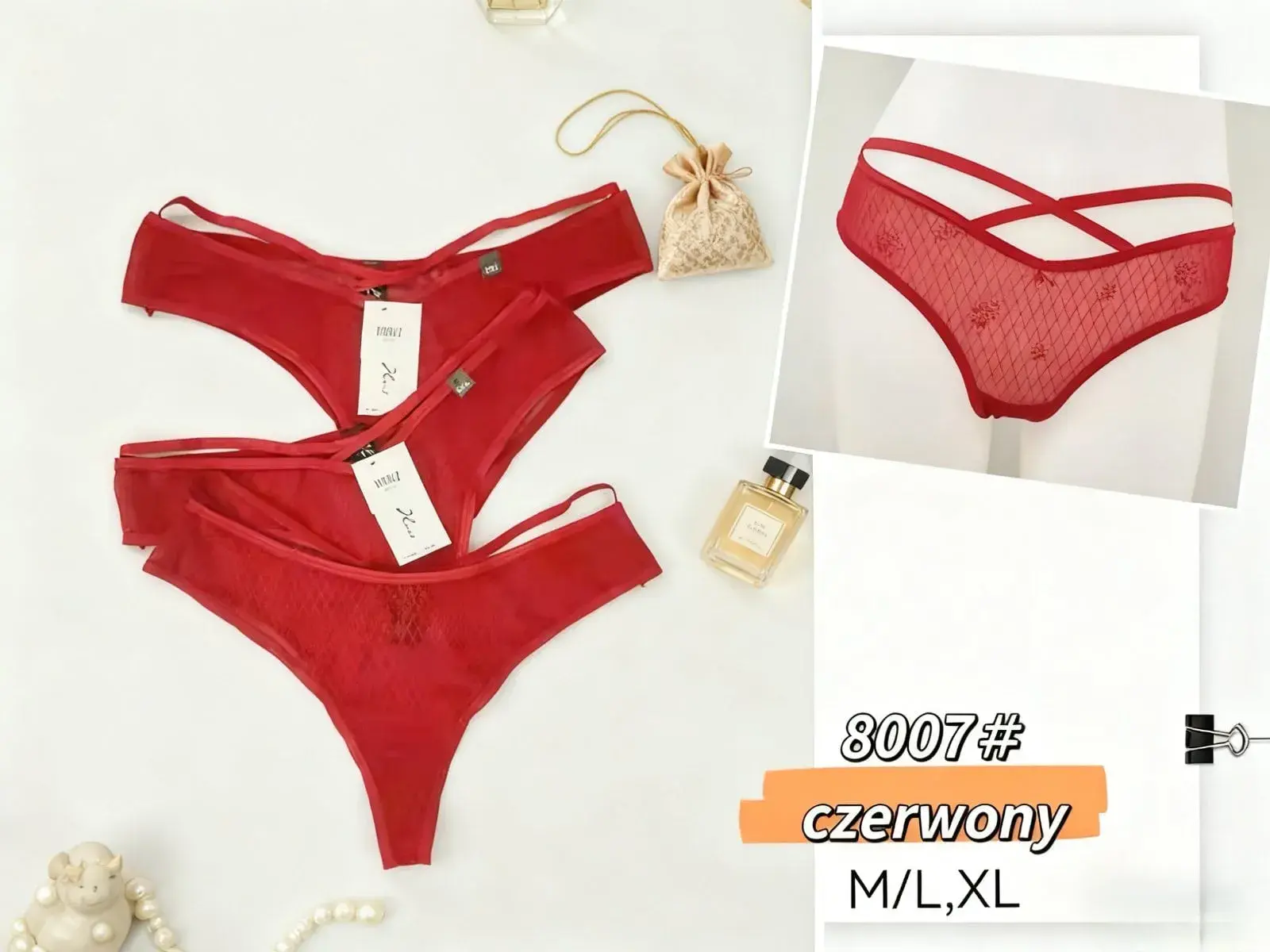 Majtki damskie czerwone M/L/XL 8007#