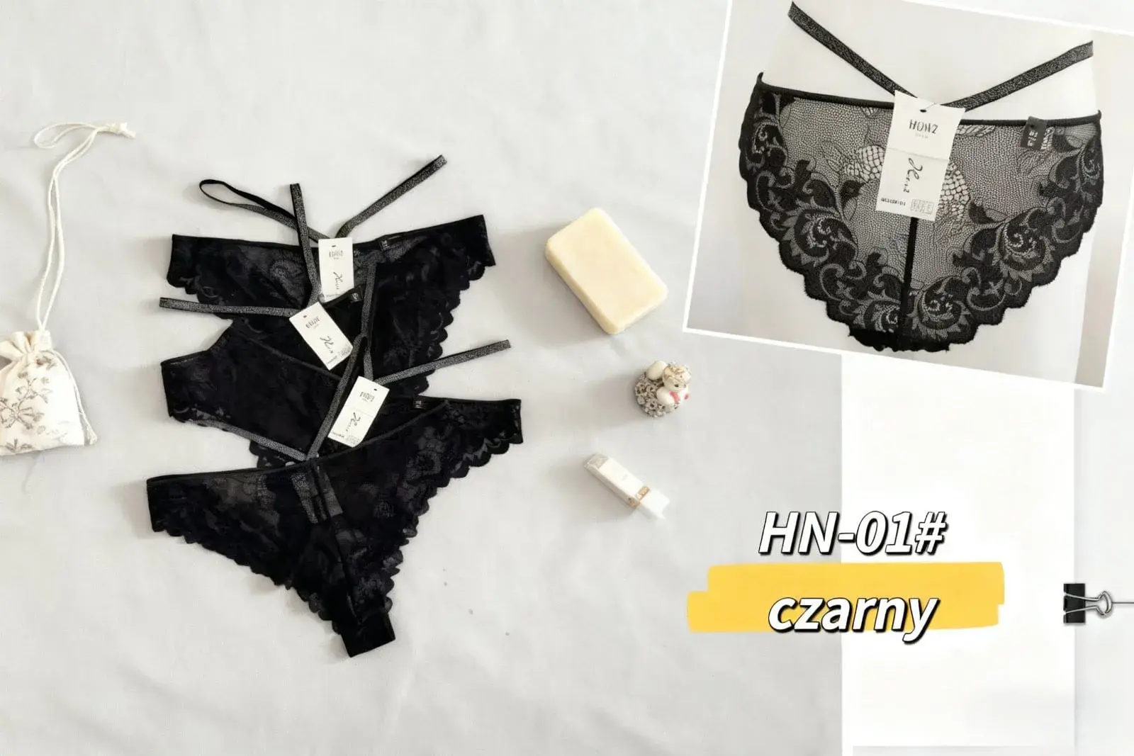 Majtki damskie czarne koronkowe HN-01#