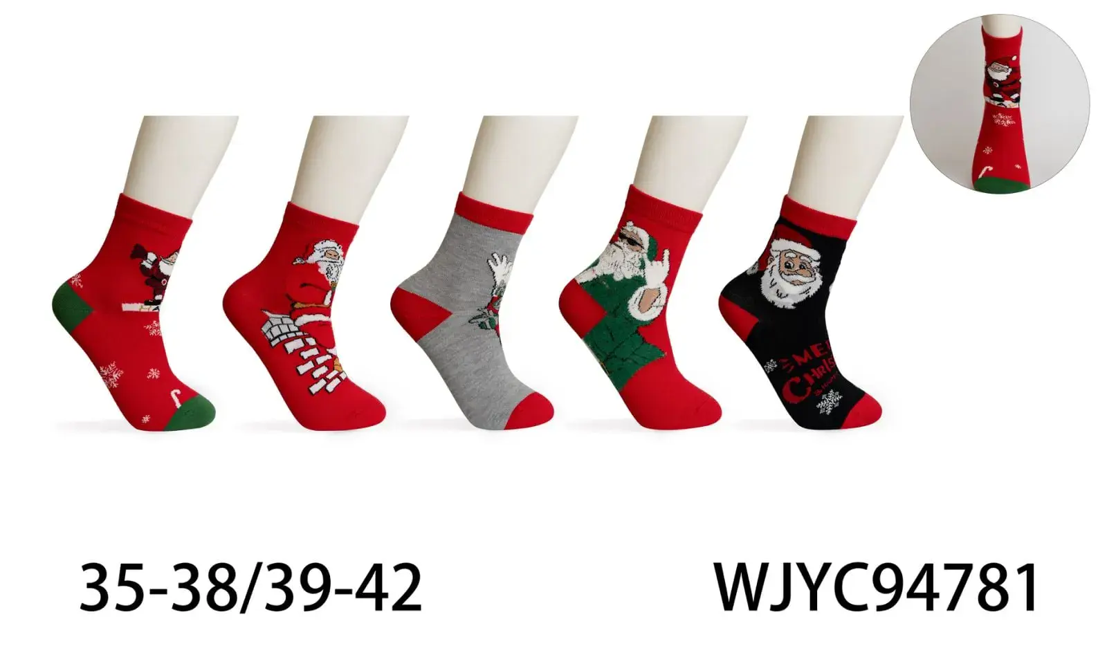 Skarpetki damskie świąteczne wzór Santa 35-38/39-42