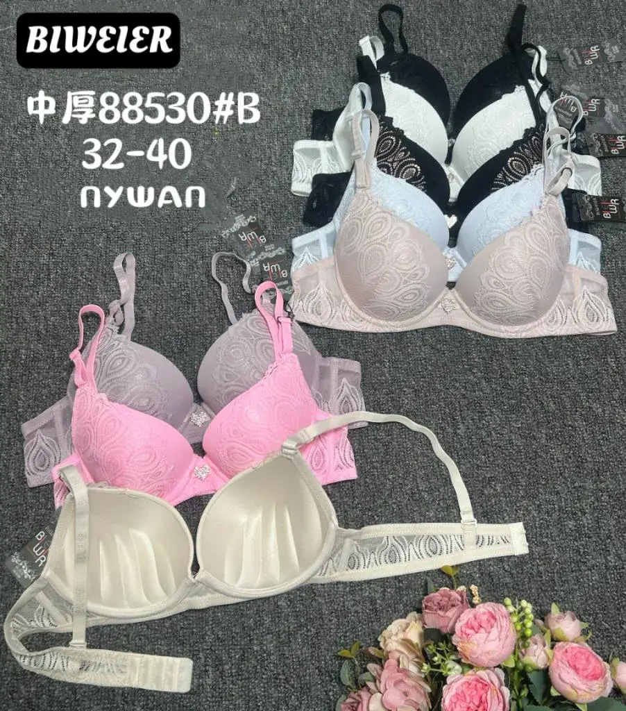 Biustonosz damski BWLW88530#B rozmiary 32-40 czarny/biały/różowy