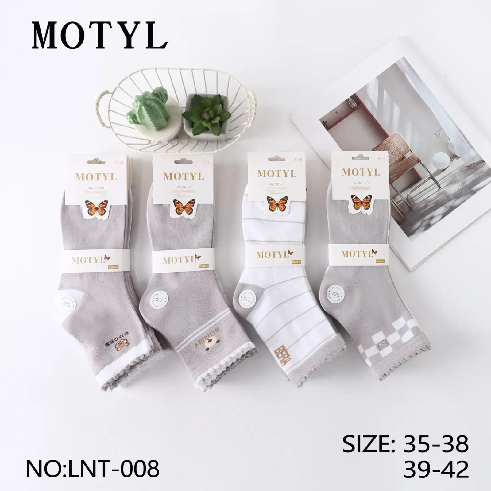 Skarpetki damskie Motyl szare rozmiar 35-38 i