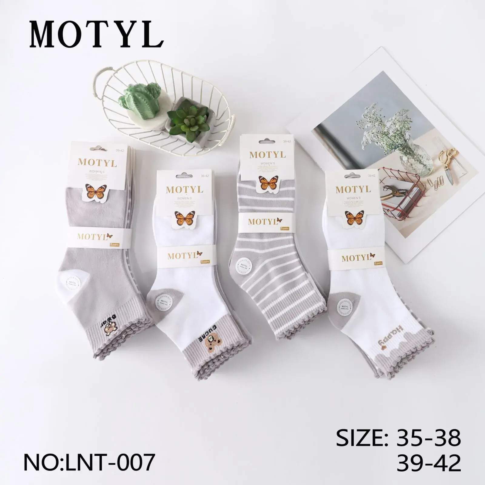Skarpetki damskie Motyl 4 pary rozmiar