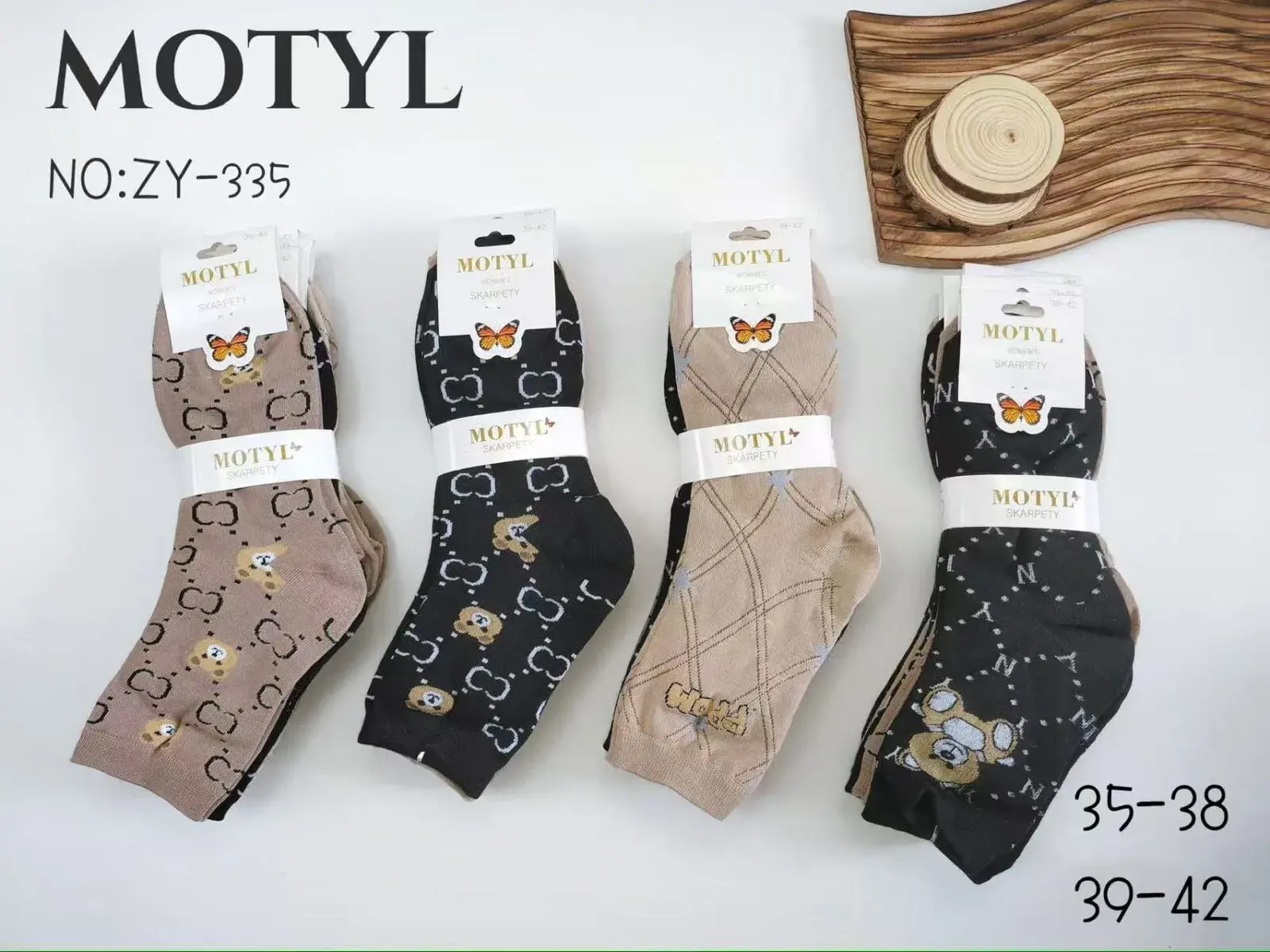 Skarpetki damskie Motylyl NO.ZY-335 wzory motyle