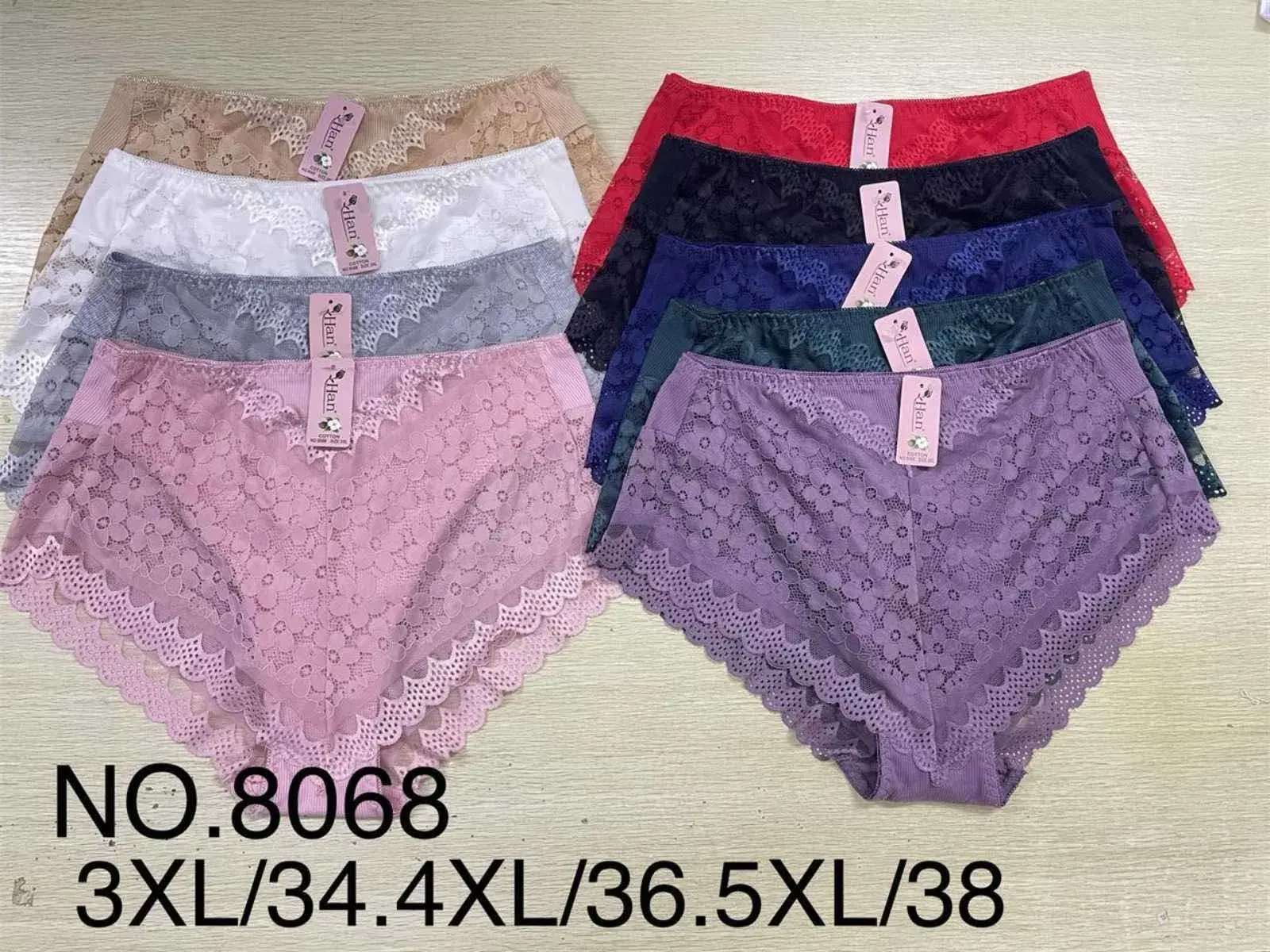 Majtki damskie koronkowe XL-5XL NO. 8068, 24 szt
