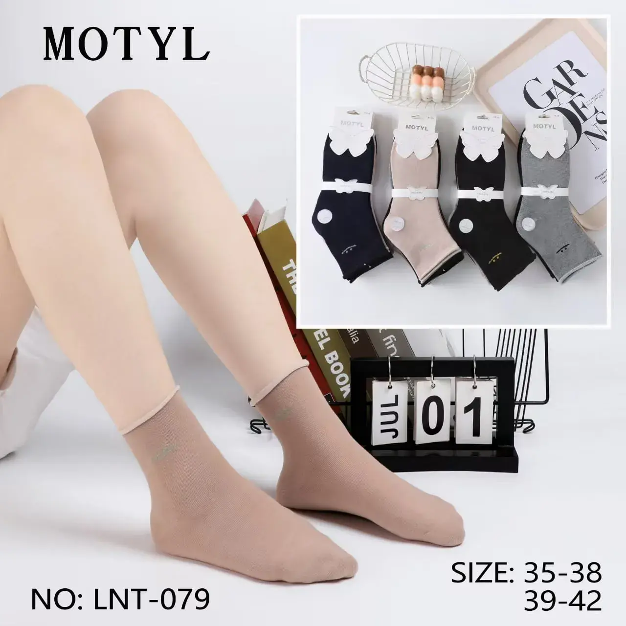 Skarpetki damskie z motylkami 35-38, 39-42, 4 pary