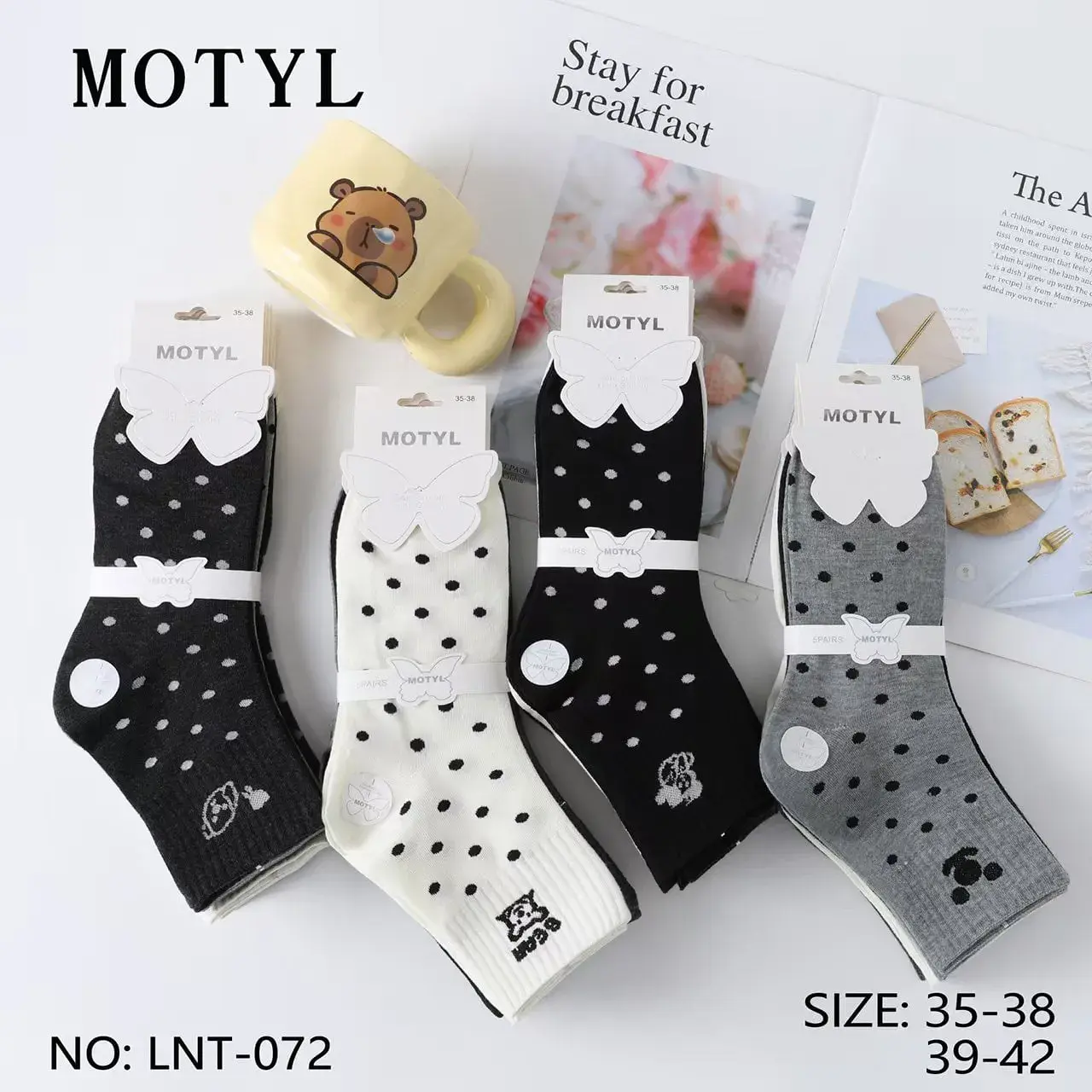 Skarpetki damskie Motyl z kropkami LNT-072 roz. 35-38/39-42
