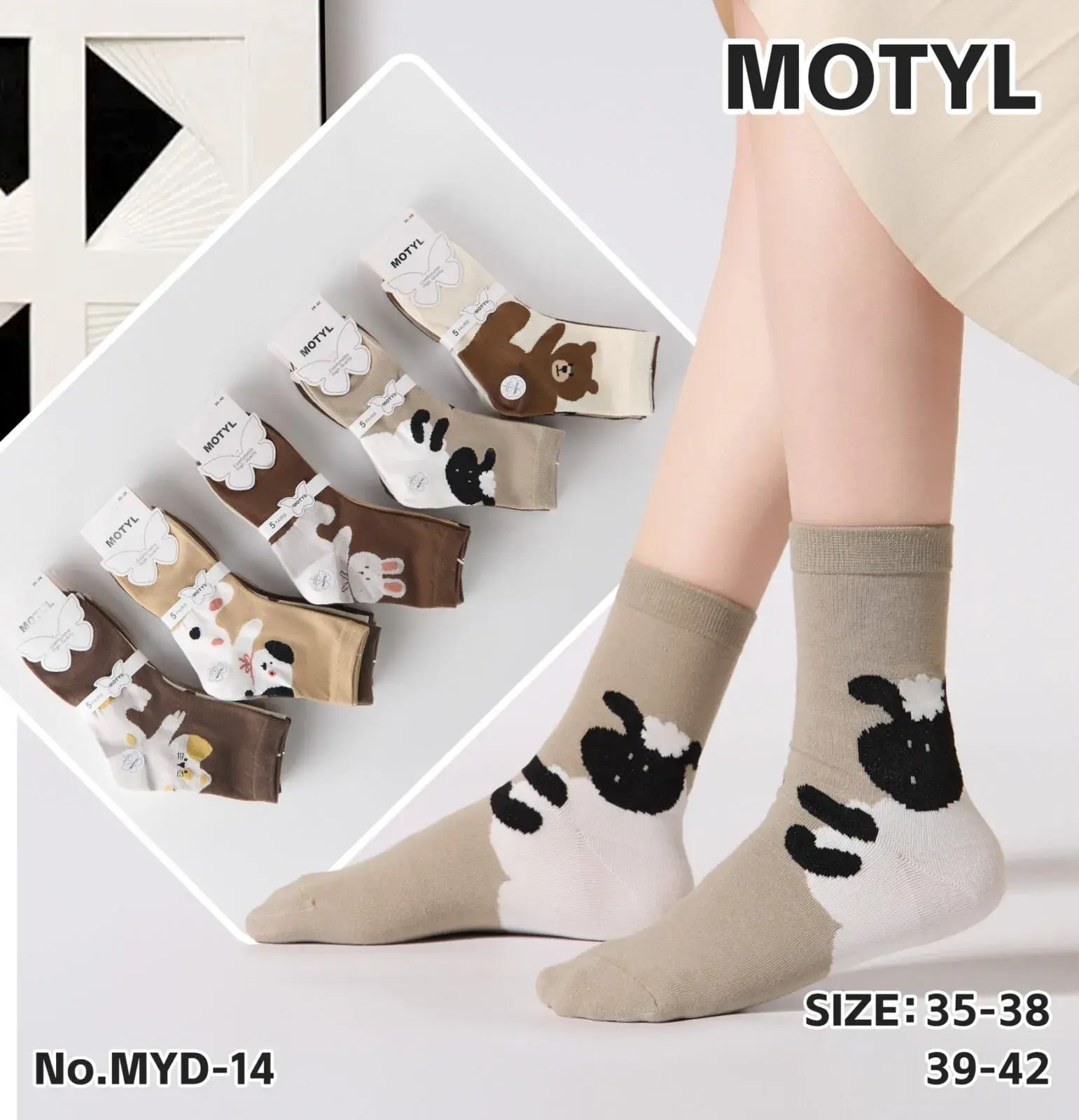 Skarpetki damskie Motyl z misiami rozmiar 35-38 i