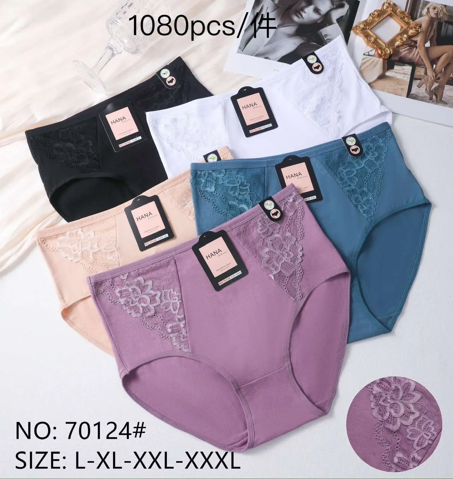 Majtki damskie koronkowe Hana rozmiary L-XXL-XXXL 1080 szt