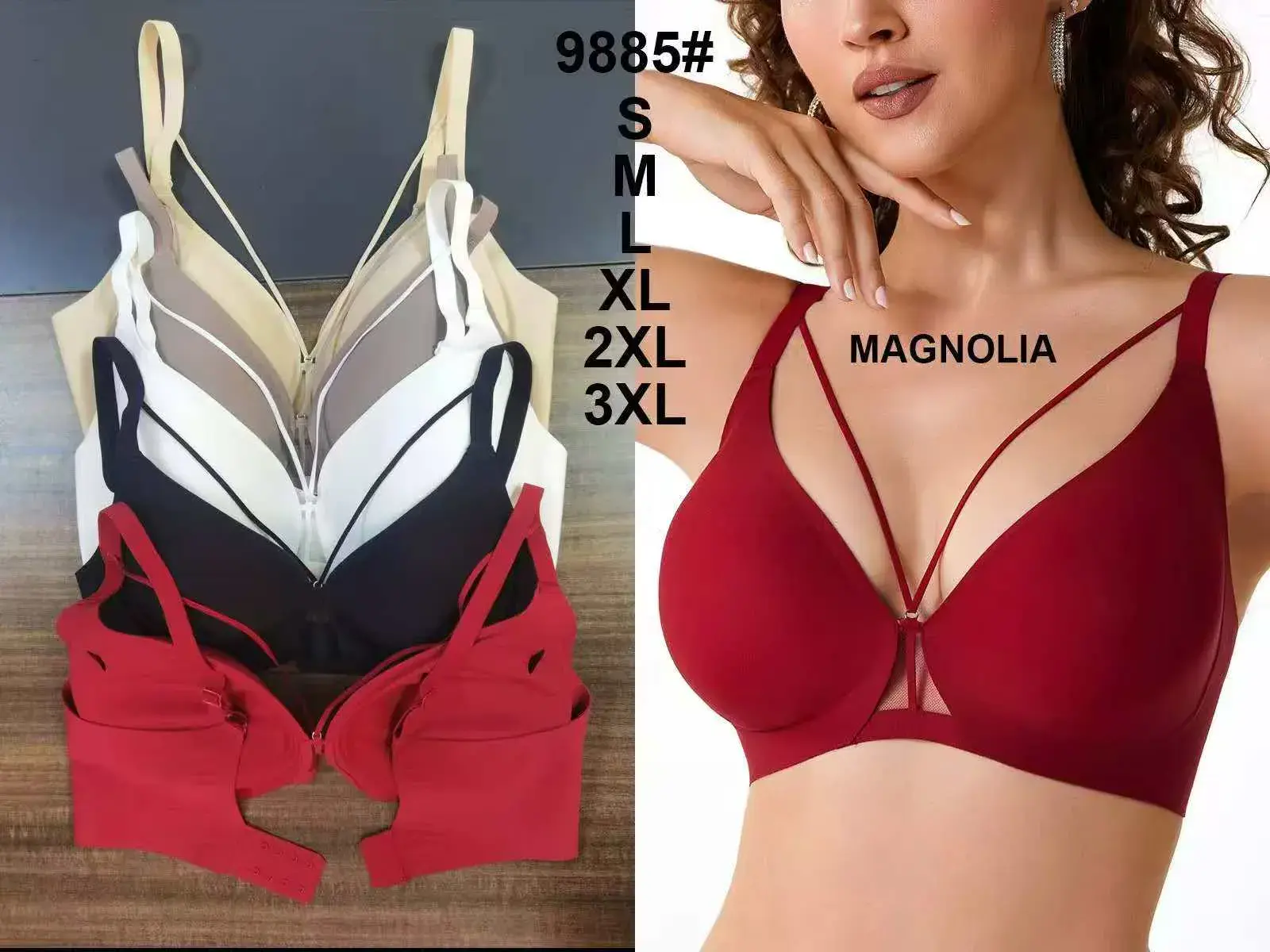 Biustonosz damski Magnolii S-3XL beżowy/czarny/czerwony