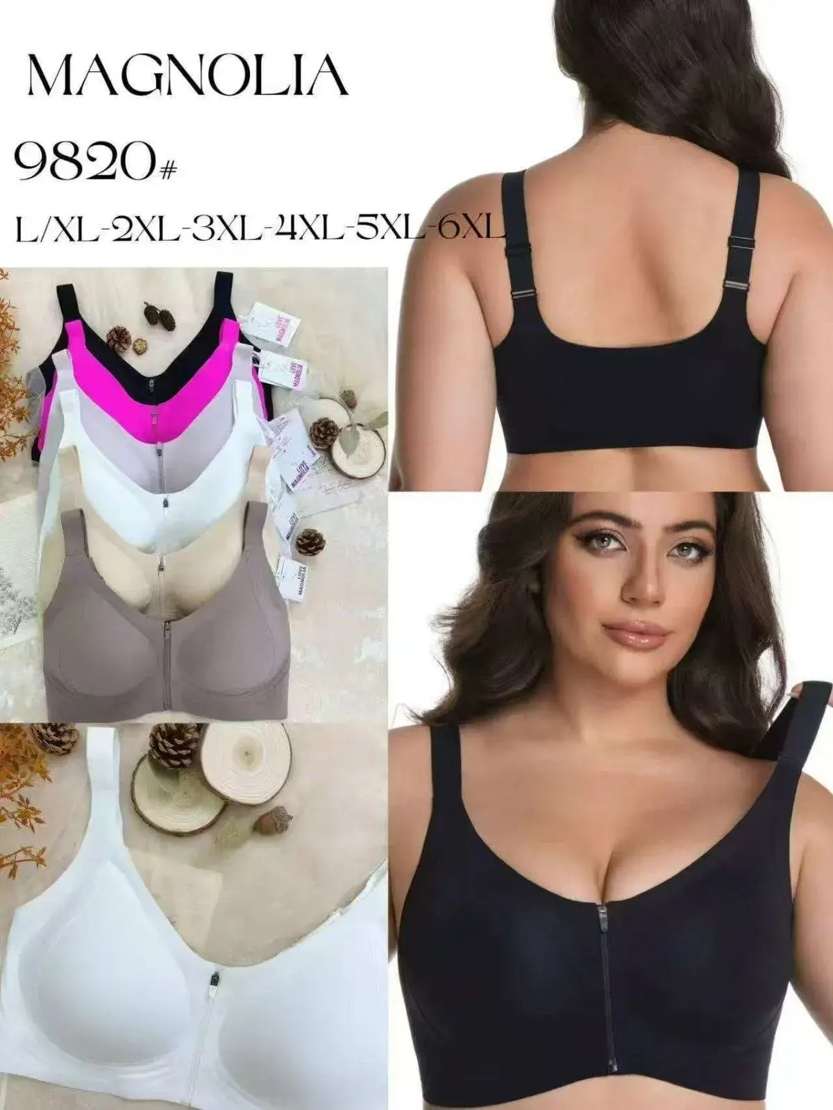 Biustonosz damski Magnoliai 9820 L-6XL z zamkiem