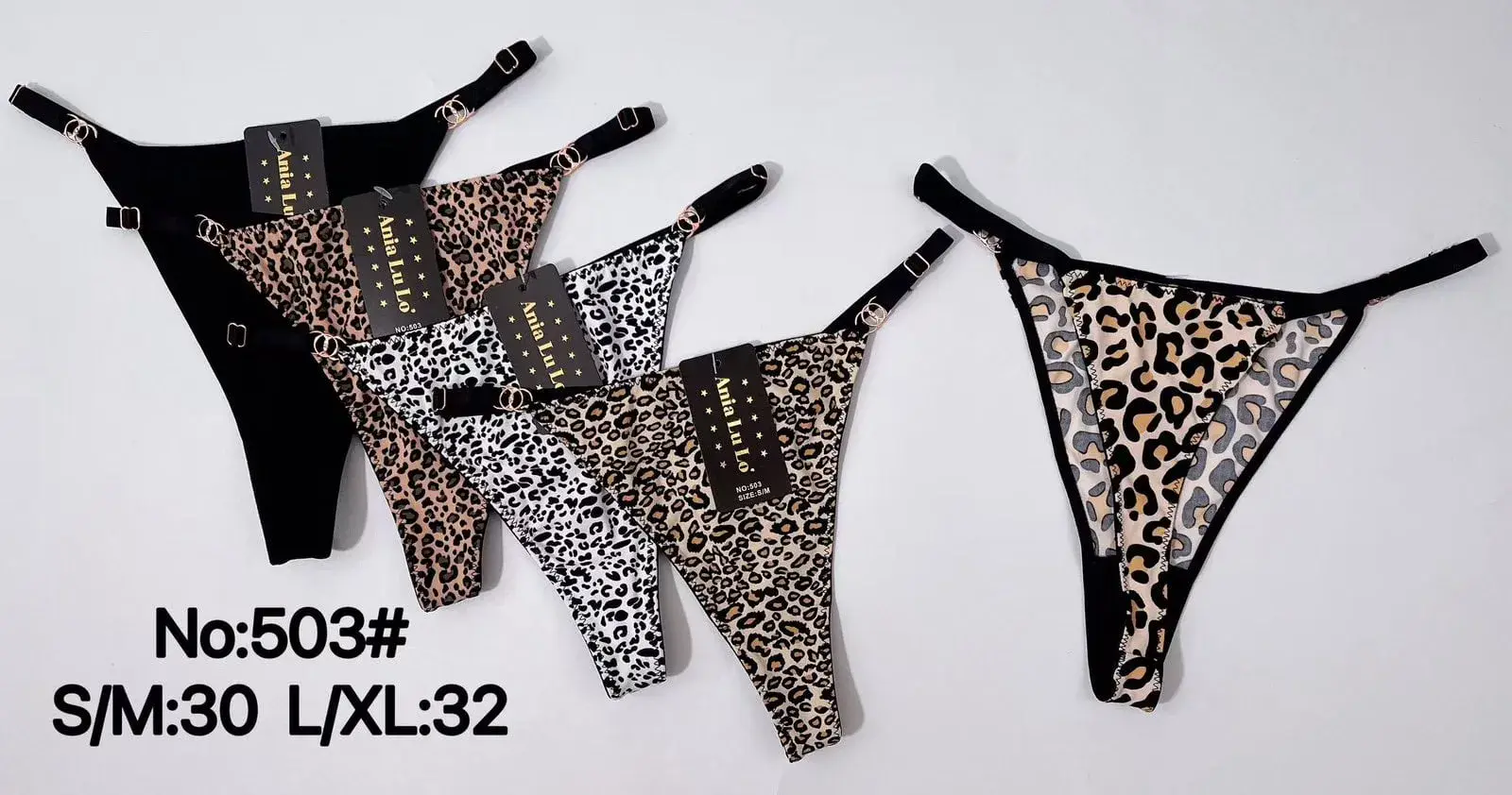 Majtki damskie stringi wzór leopart No-503 S-M/L-XL