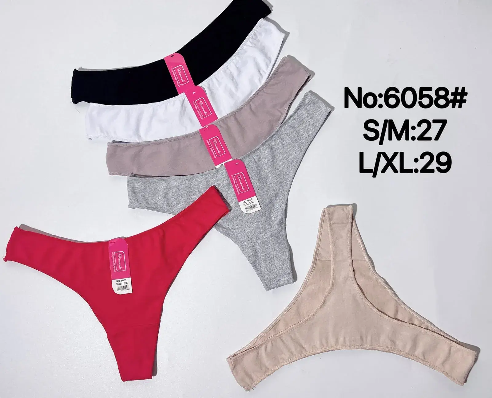 Majtki damskie stringi S/M-L/XL Nr 6058, 5 szt