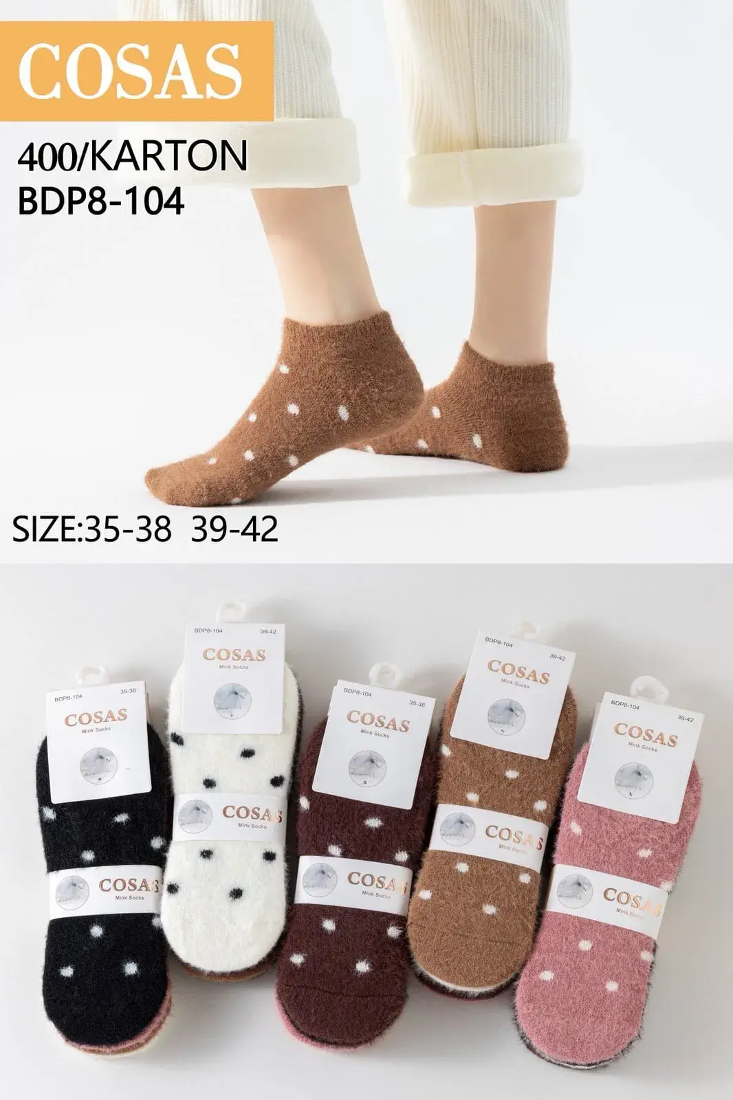 Skarpetki damskie COSASAS frotowe w kropki 35-38/39-42