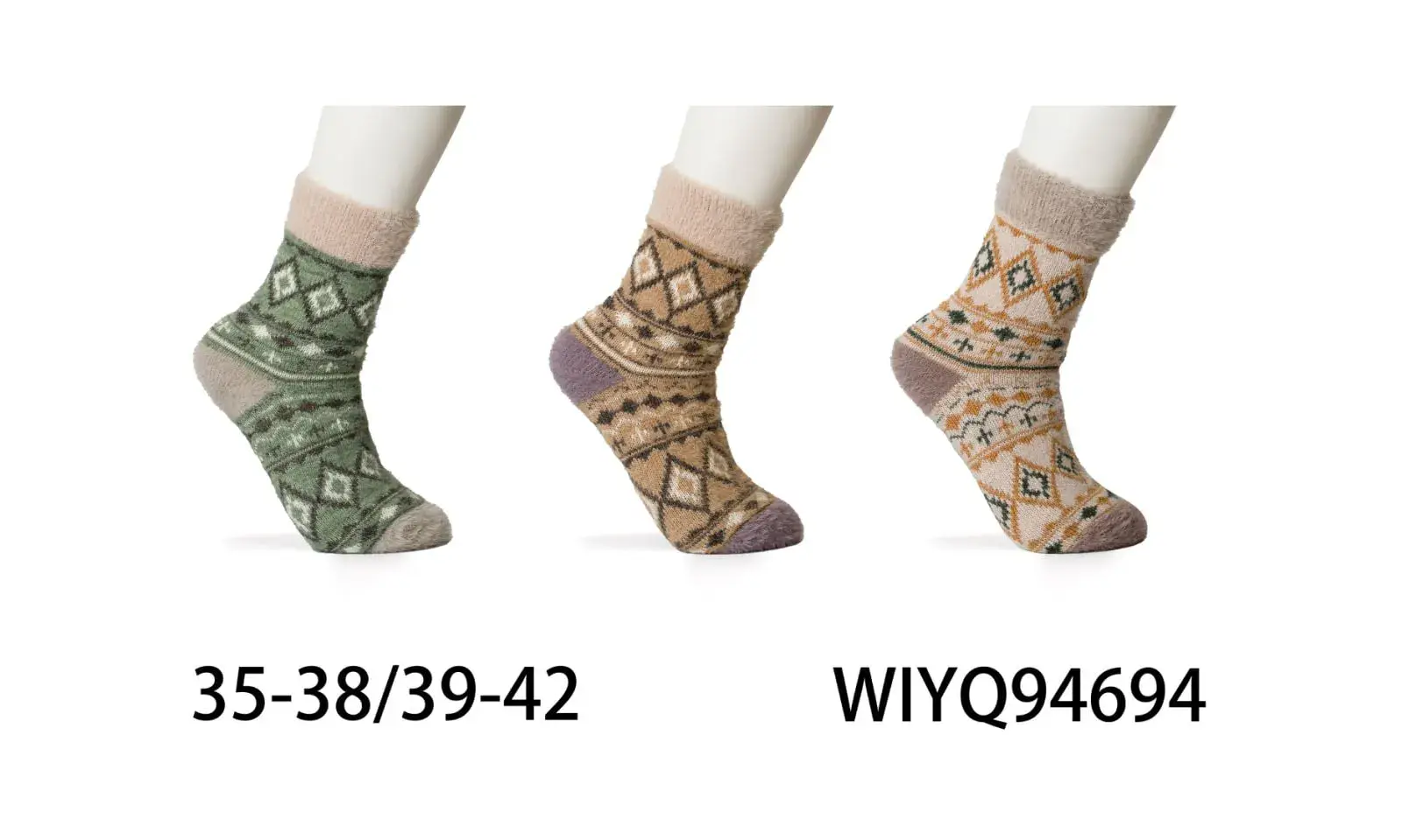 Skarpetki damskie z wełną, wzór etniczny, 35-38/39-42