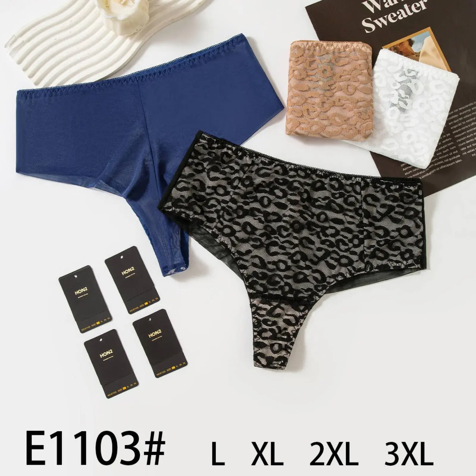 Majtki damskie E1103# L XL 2XL 3XL granatowe/czarne
