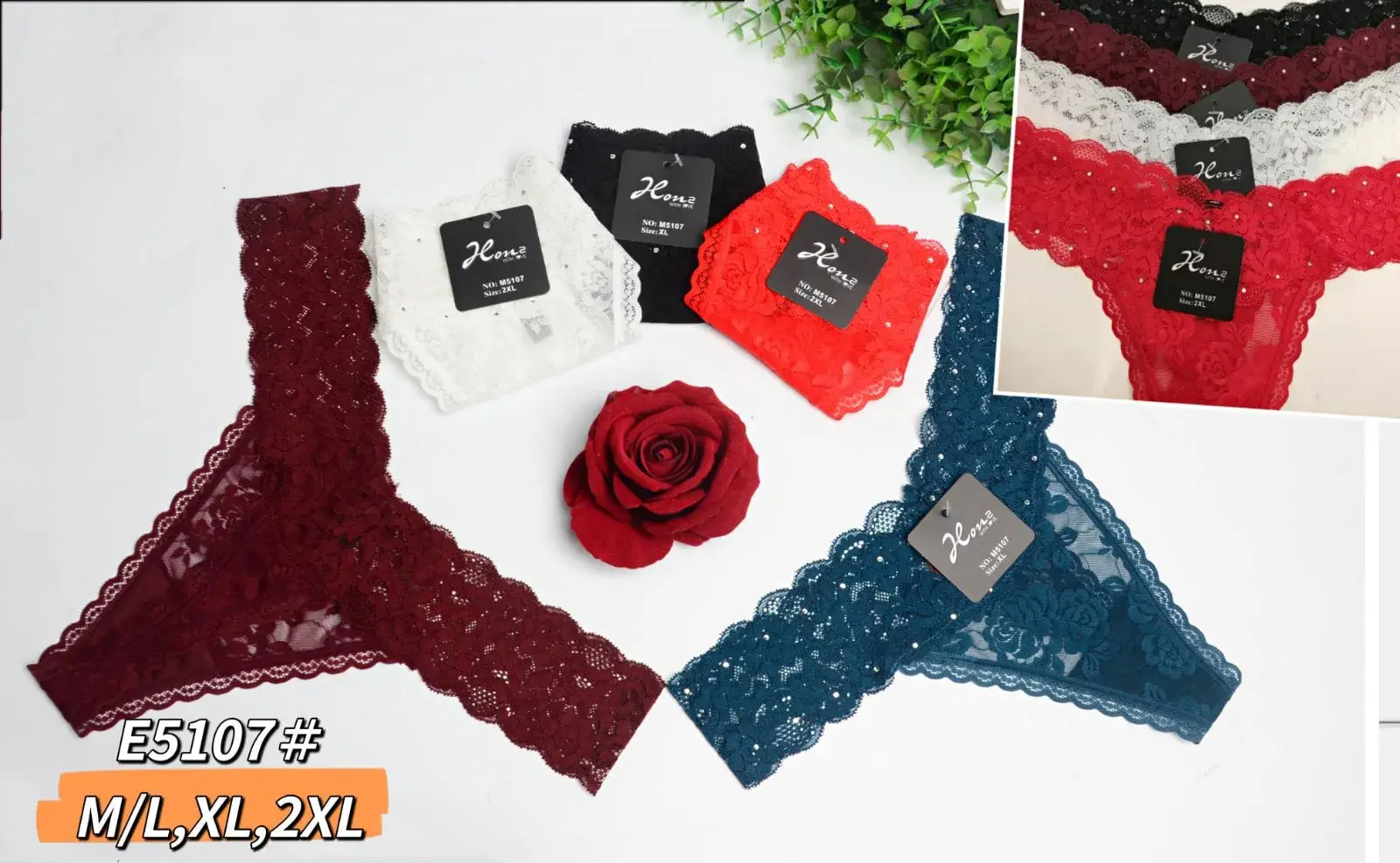 Majtki damskie XL-2XL koronkowe 4 kolory 53107