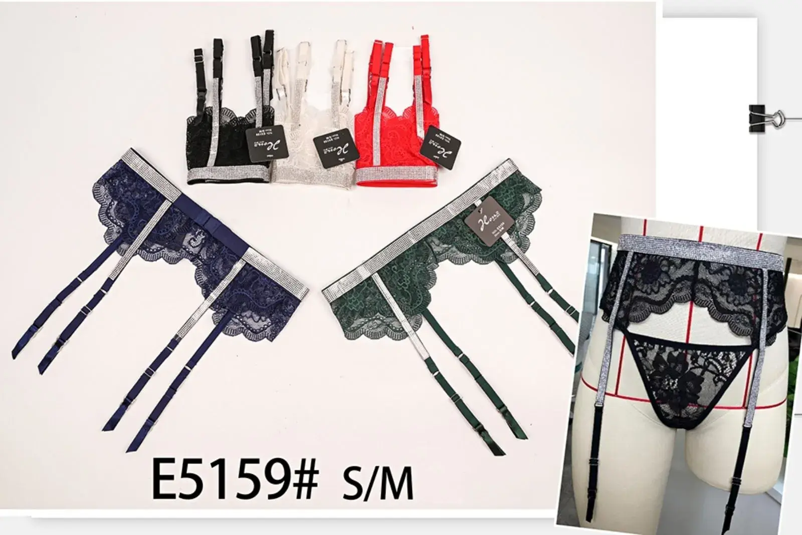 Pas do pończoch damski E5159 S/M koronka 4 kolory