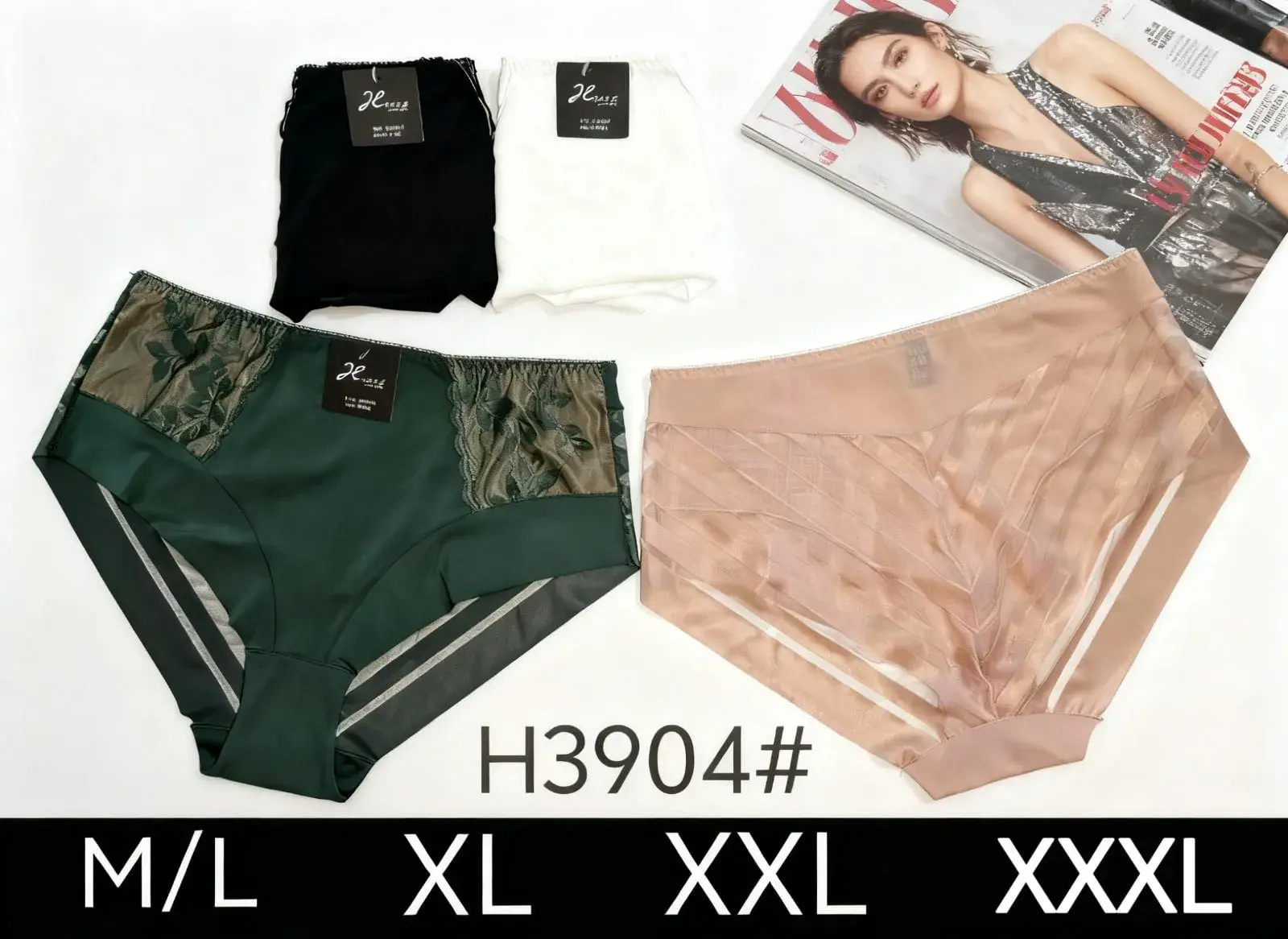 Majtki damskie H3904# XL-XXL-XXXL czarne, białe, zielone, beżowe