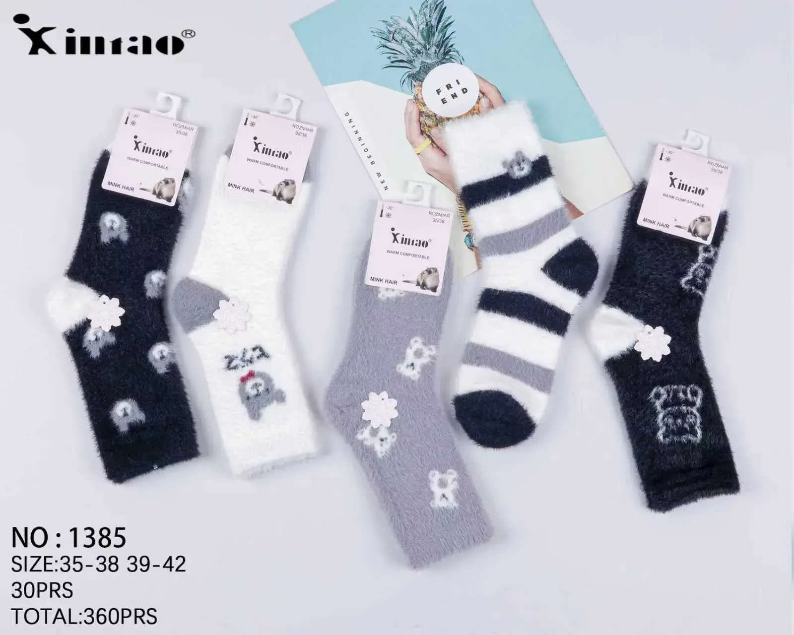 Skarpetki damskie zimowe Xinnao 39-42, 30GRS/opak