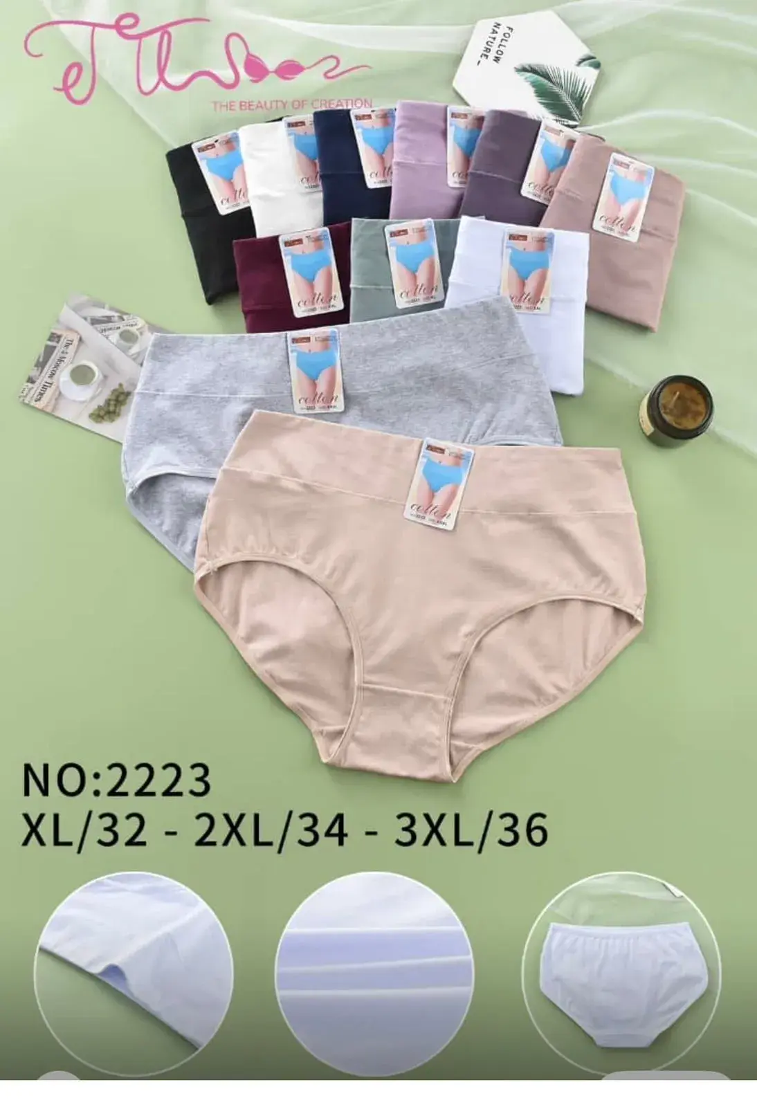 Majtki damskie bawełniane NO:2223 S/M/L/XL/2XL/3XL