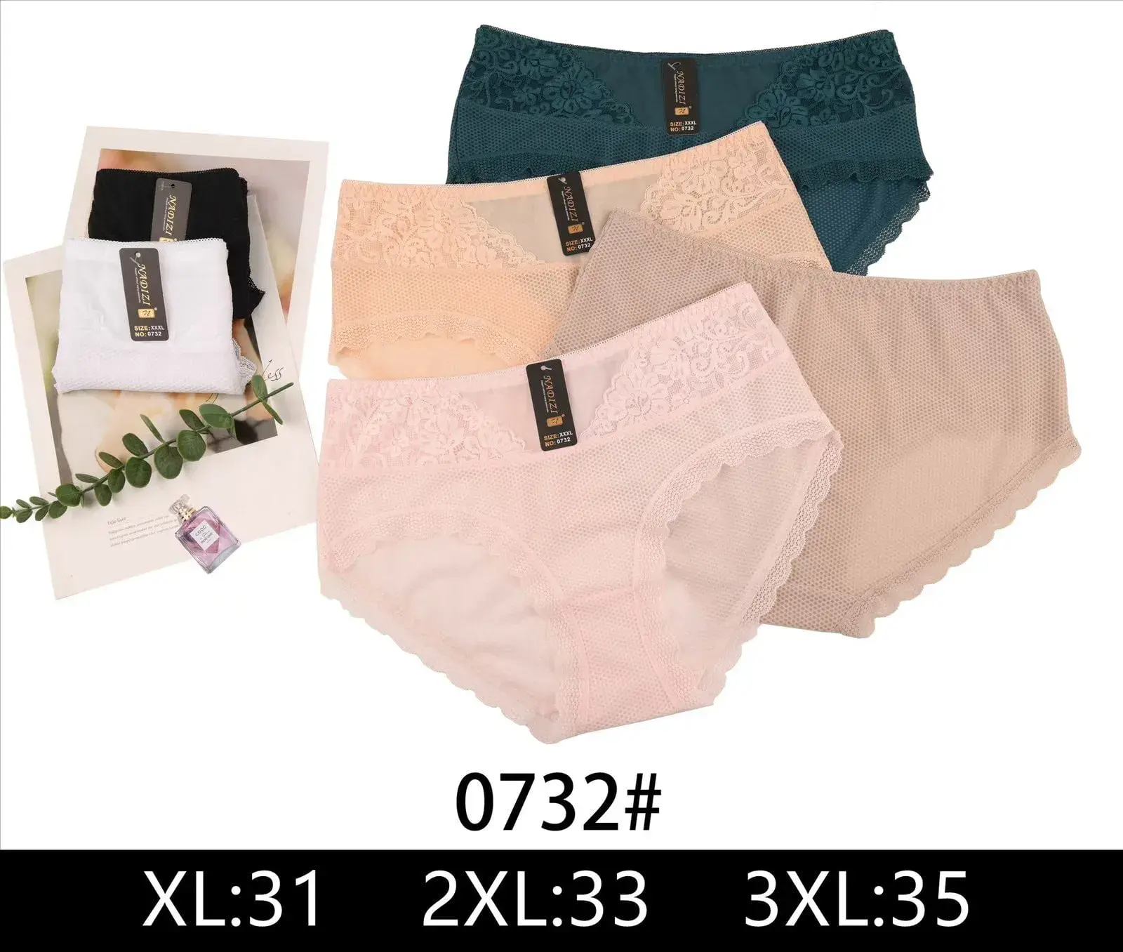 Majtki damskie koronkowe 0732 XL/31 2XL/33 3XL/35