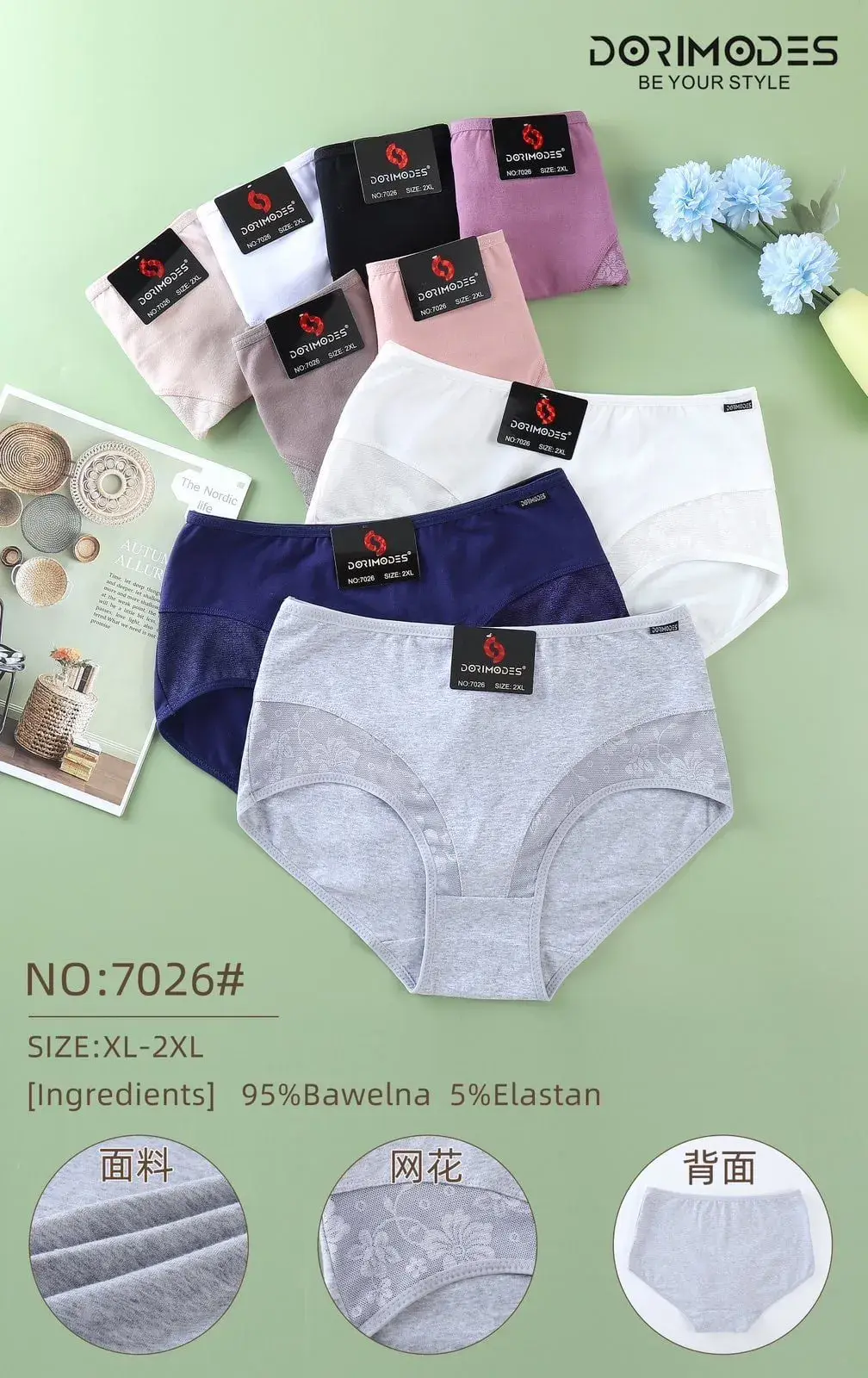 Majtki damskie XL-XXL 95% bawełna 5% elastan NO:7026