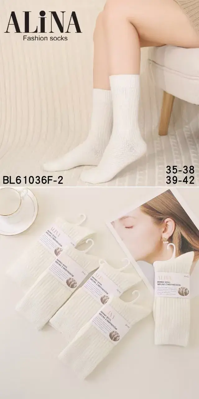 Skarpetki damskie Alina BL1036F białe roz. 35-38 i