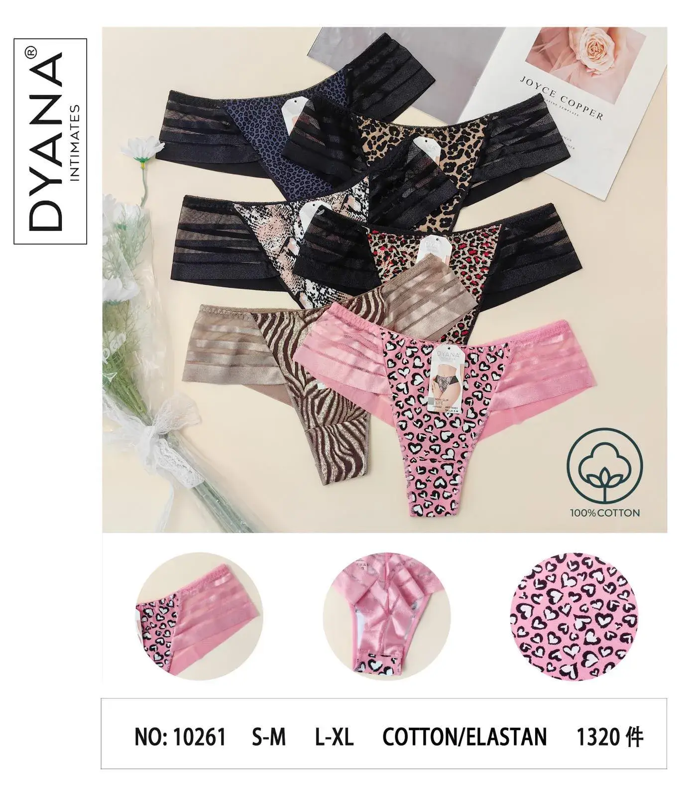 Majtki damskie DYNY 10261 S-M-L XL bawełna/elastan 24 szt