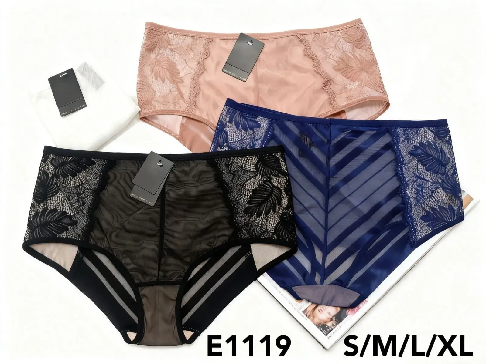 Majtki damskie koronkowe E1119 S/M/L/XL 3 szt