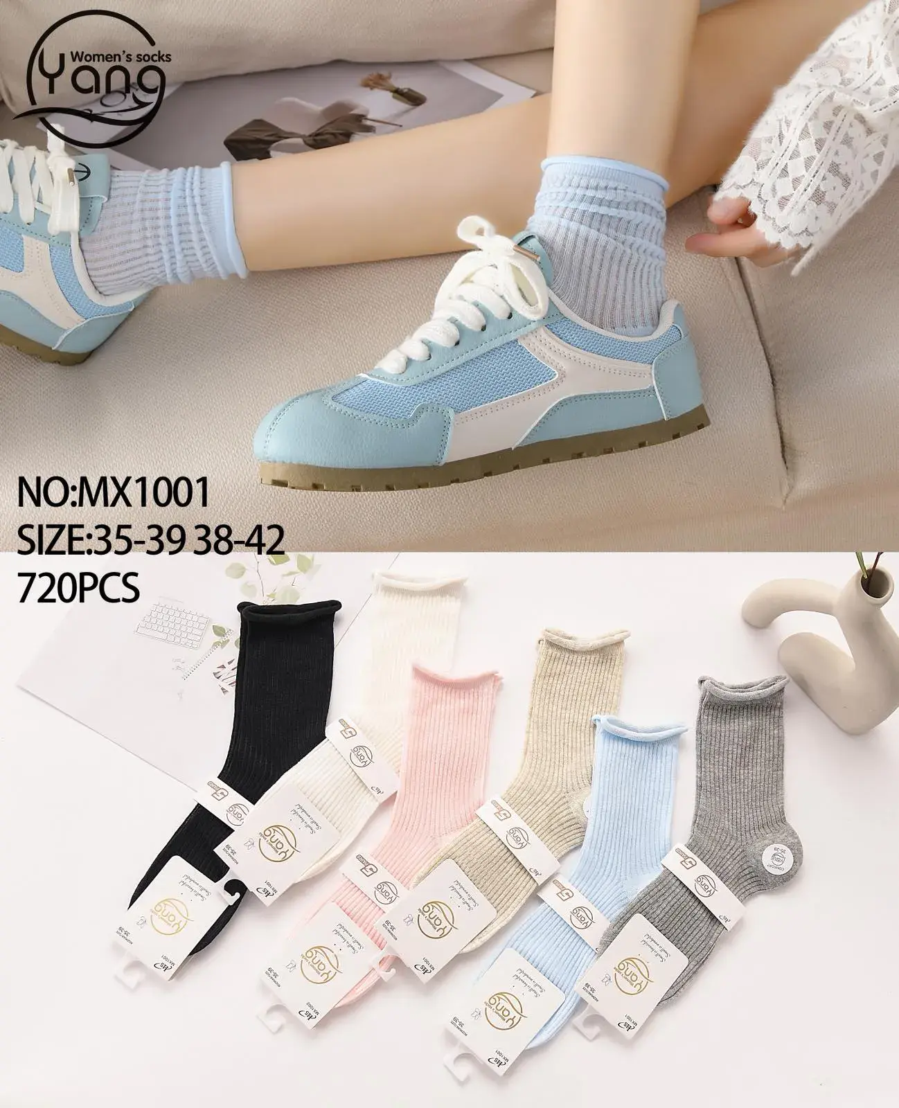 Skarpetki damskie Yang NO-MX1001 roz. 35-38/39-42, 720 szt/opak