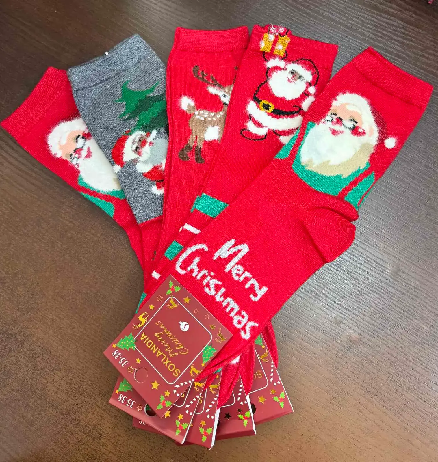 Skarpetki damskie świąteczne wzory Santa 40 szt