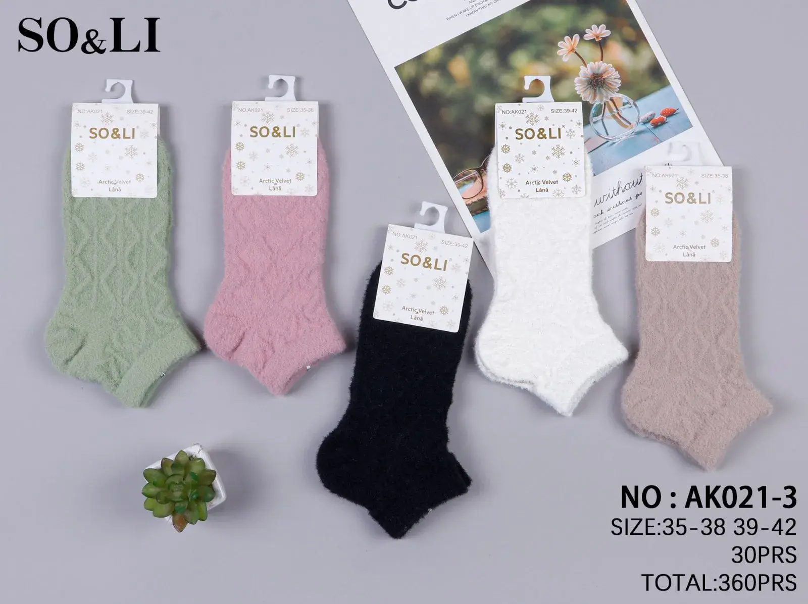 Skarpetki damskie S&O LI AK021, rozmiar 35-38, 30 par