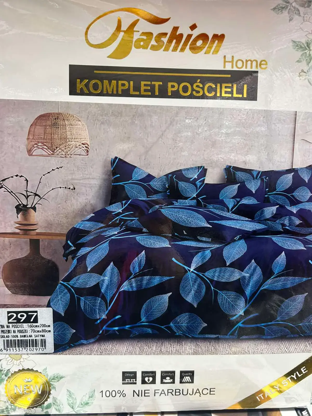 Komplet Pościeli Fashion Home Satyna Bawełna 160x200cm 3cz