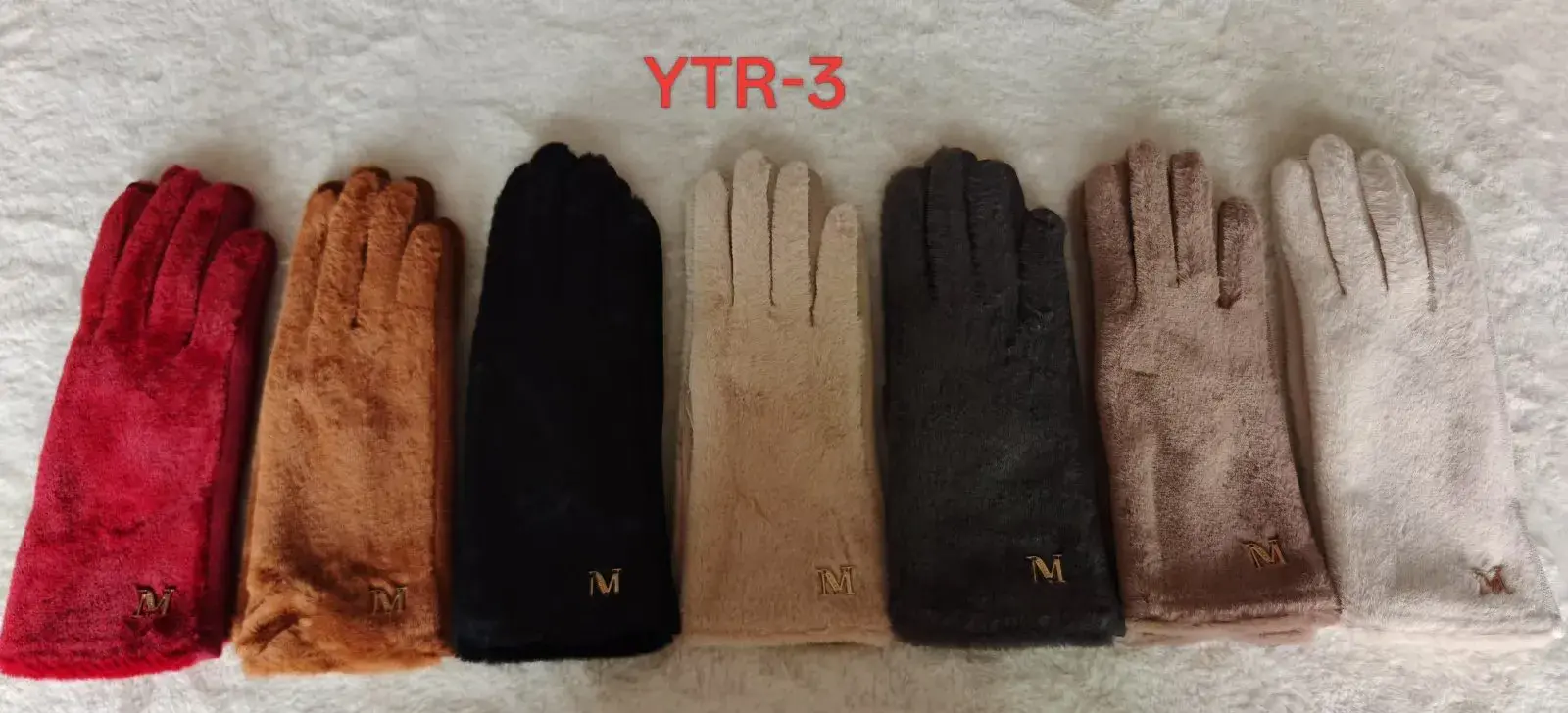 Rękawiczki damskie futrzane YTR-3 rozmiar M
