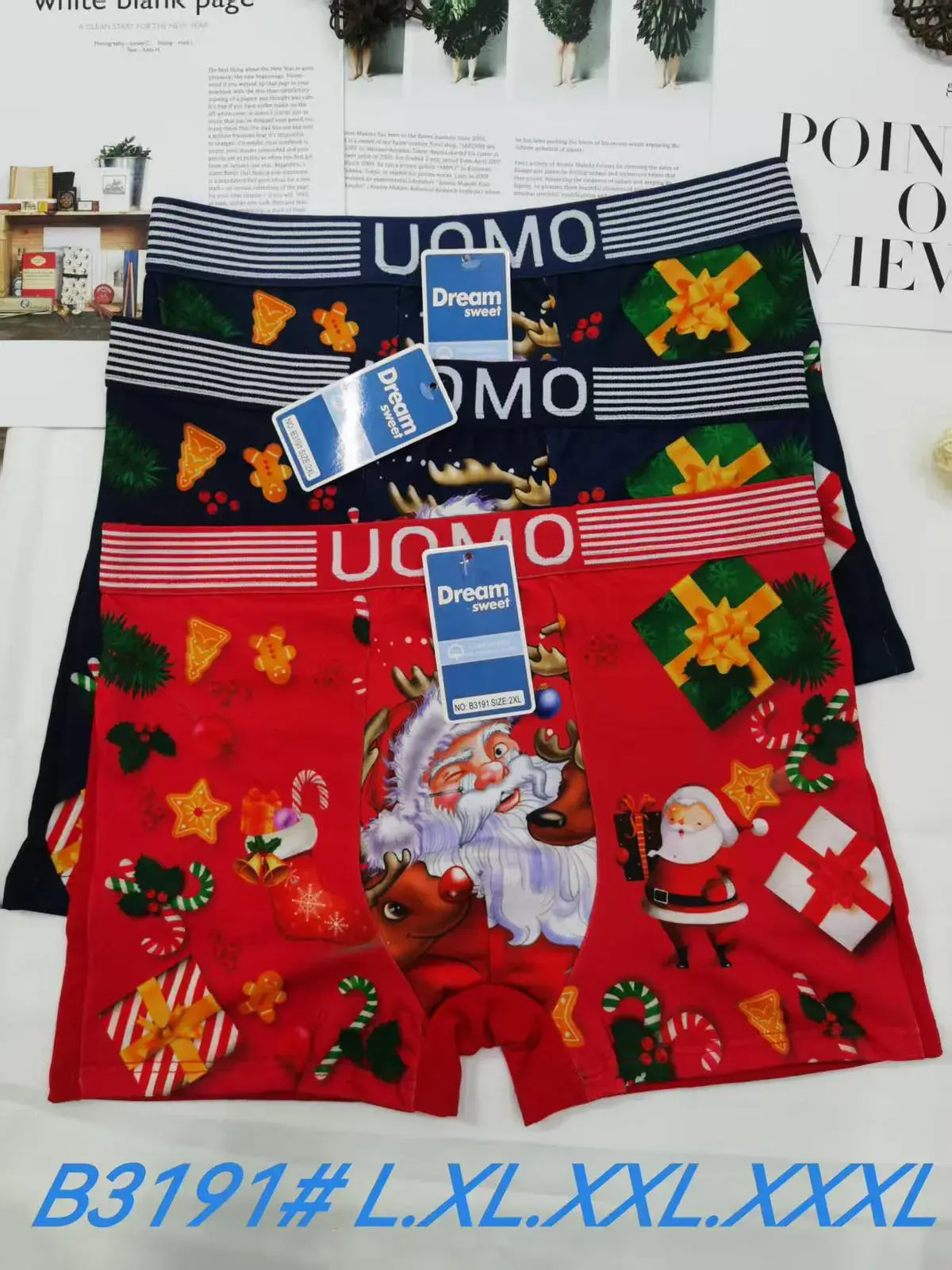 Bokserki męskie UOMOMOM DREAM świąteczne L-XXL B3191