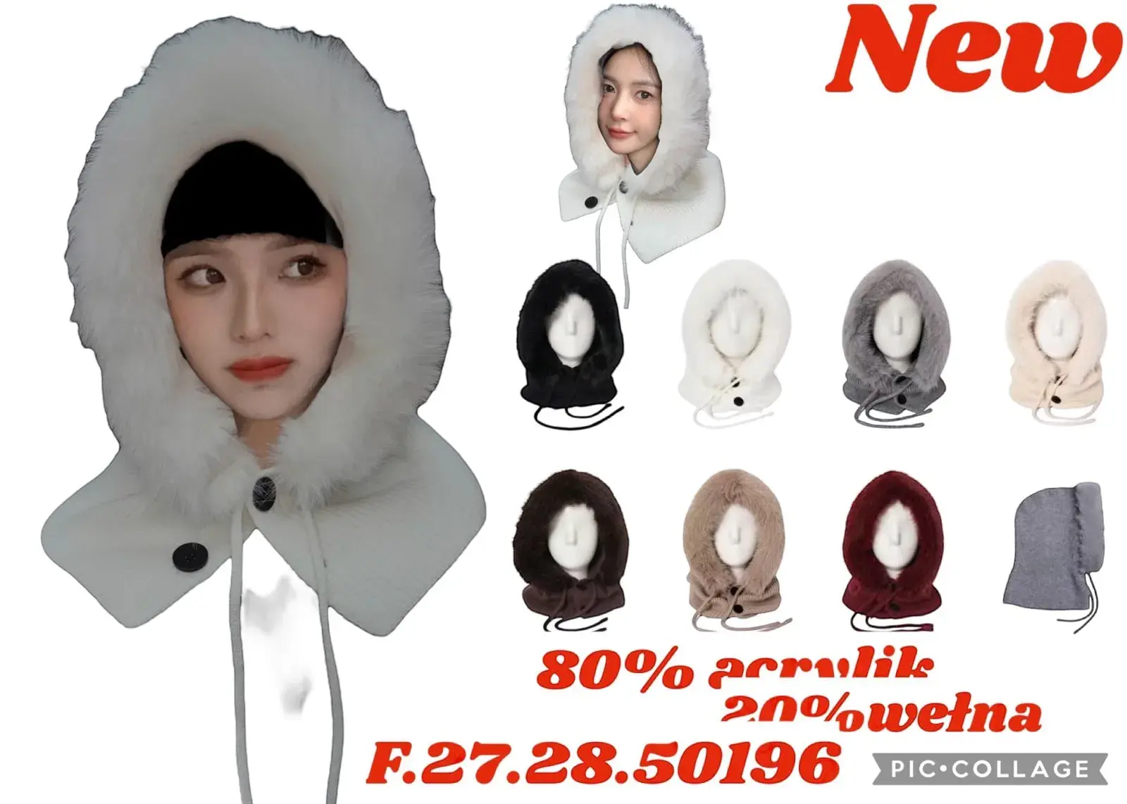 Czapki damskie z futerkiem 80% perwilk F27.28.50