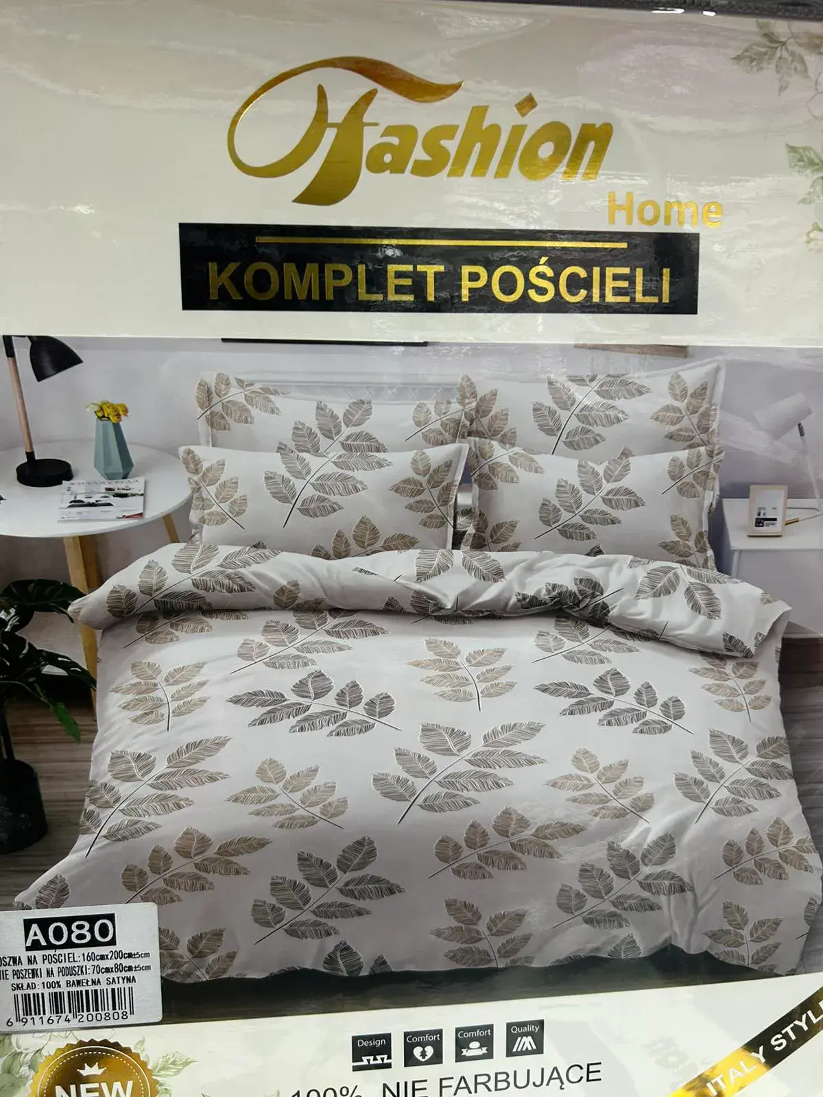 Komplet Pościeli Fashion Home Satyna Bawełna 160x200cm 3cz A080