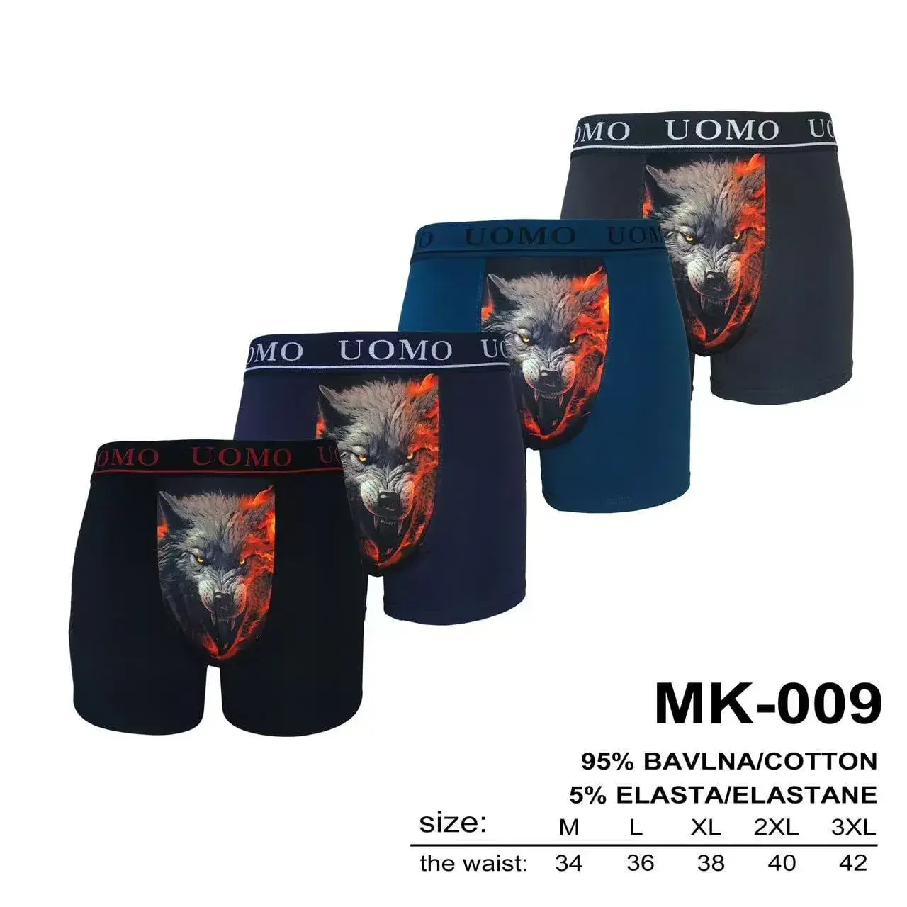 Bokserki męskie UOMO z wilkiem M-3XL