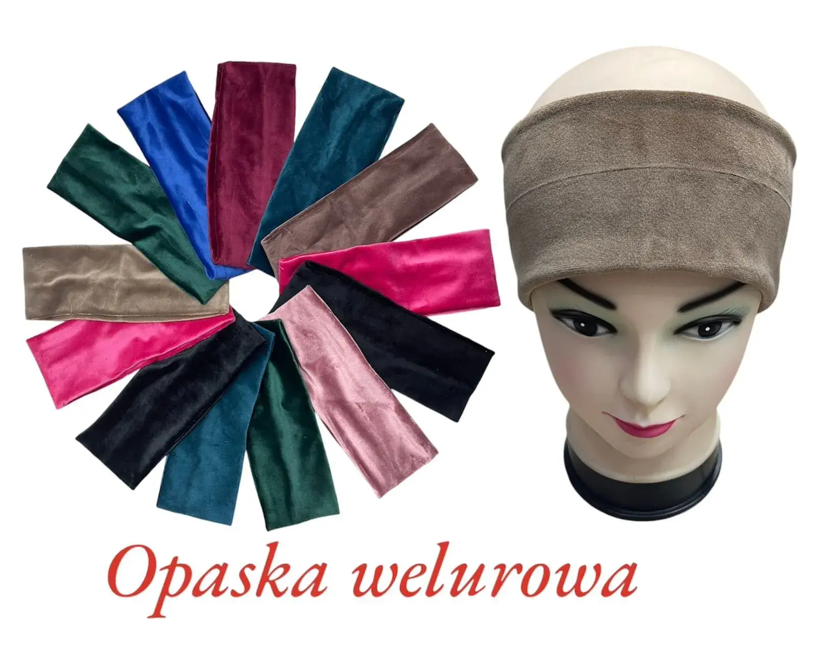 Opaska damska welurowa wielokolorowa