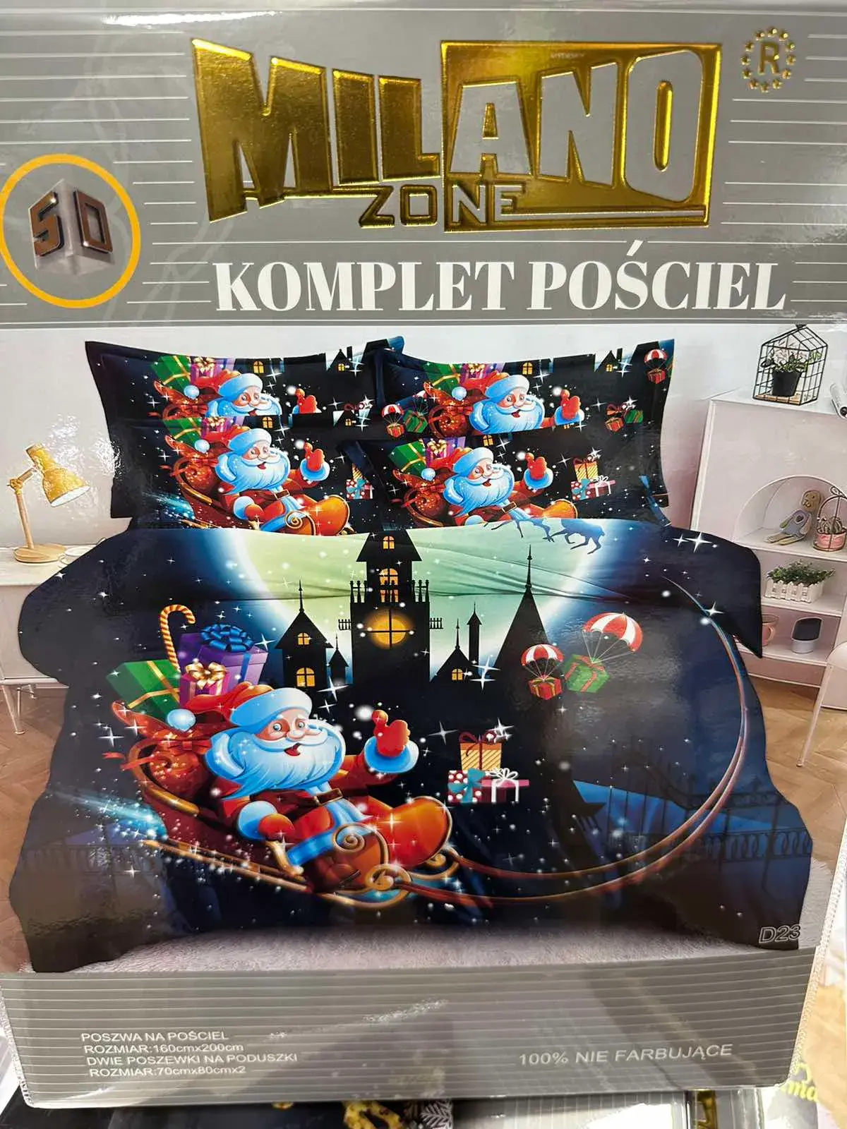 Komplet Pościeli 3el. 160/200 Milano 3D Santa Claus