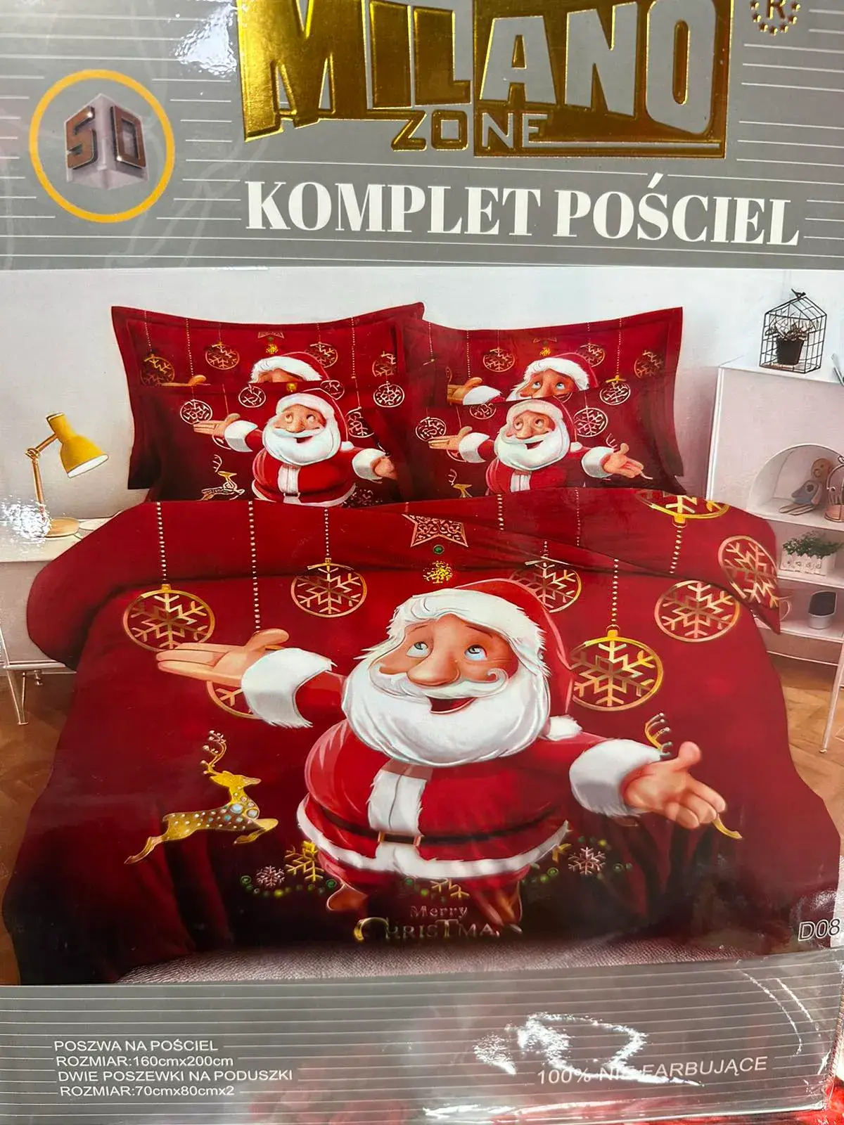Komplet Pościeli 3cz Milano Zone 160/200 Święty Mikołaj