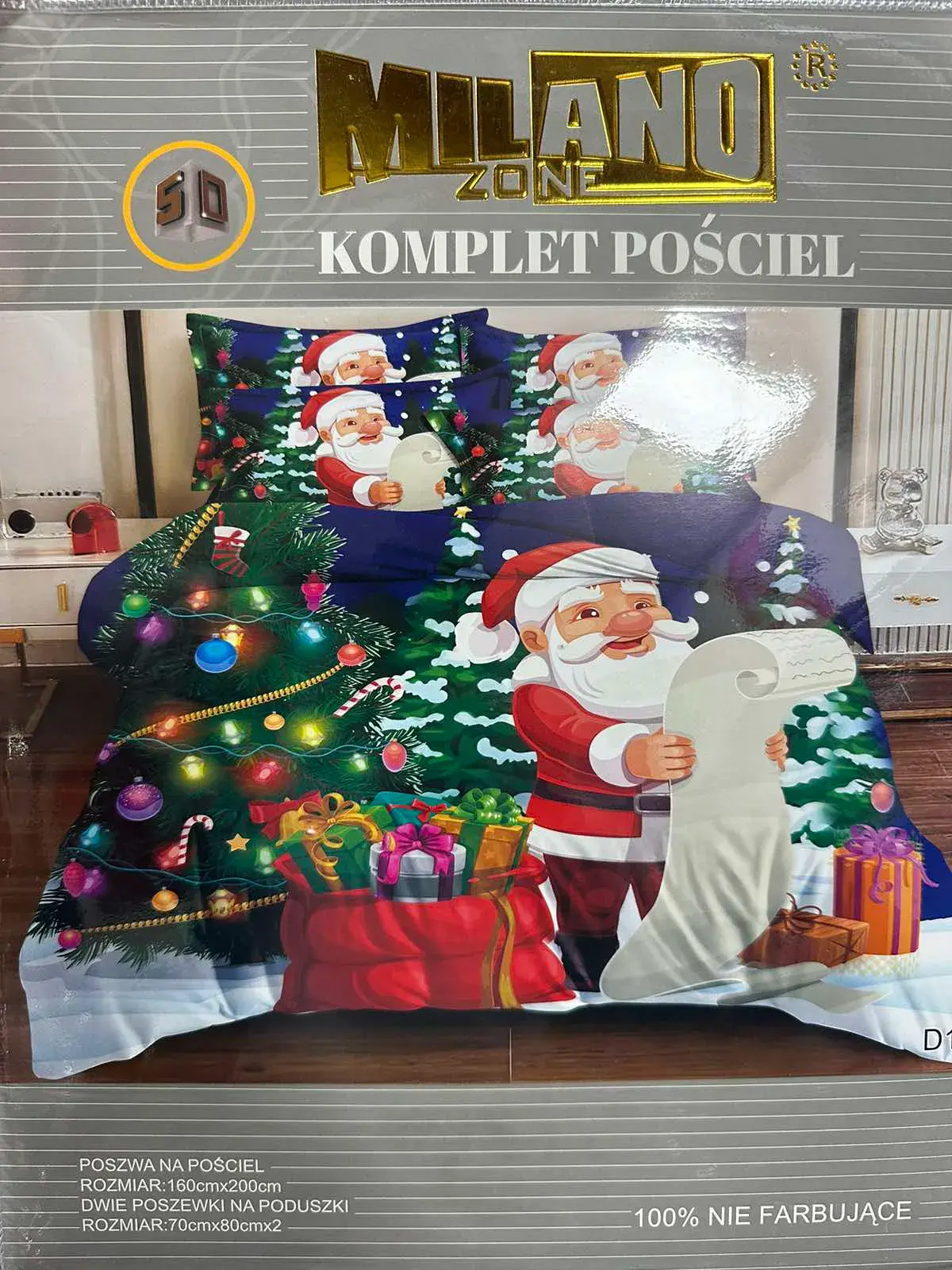 Komplet Pościeli 3el. Milano 160/200 Święty Mikołaj